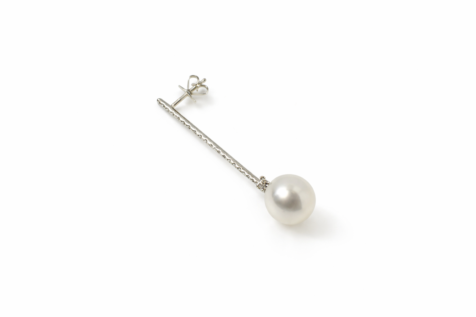 South Sea Pearl & Diamond Long Drop Earrings | 18ct White Gold | MA17621