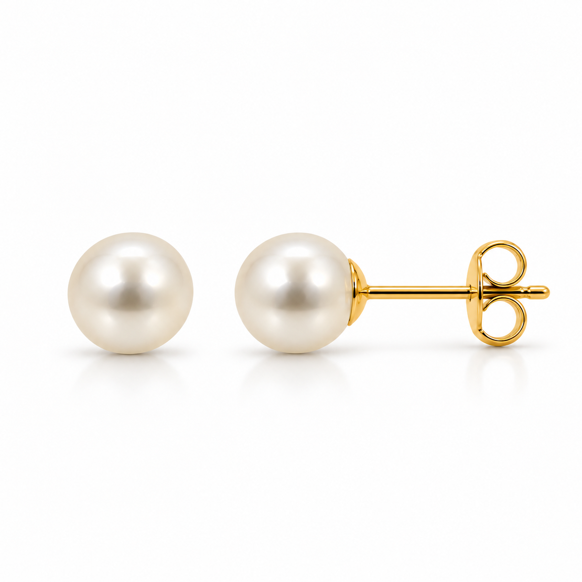 6mm Akoya Cultured Pearl Stud Earrings 9ct Yellow Gold