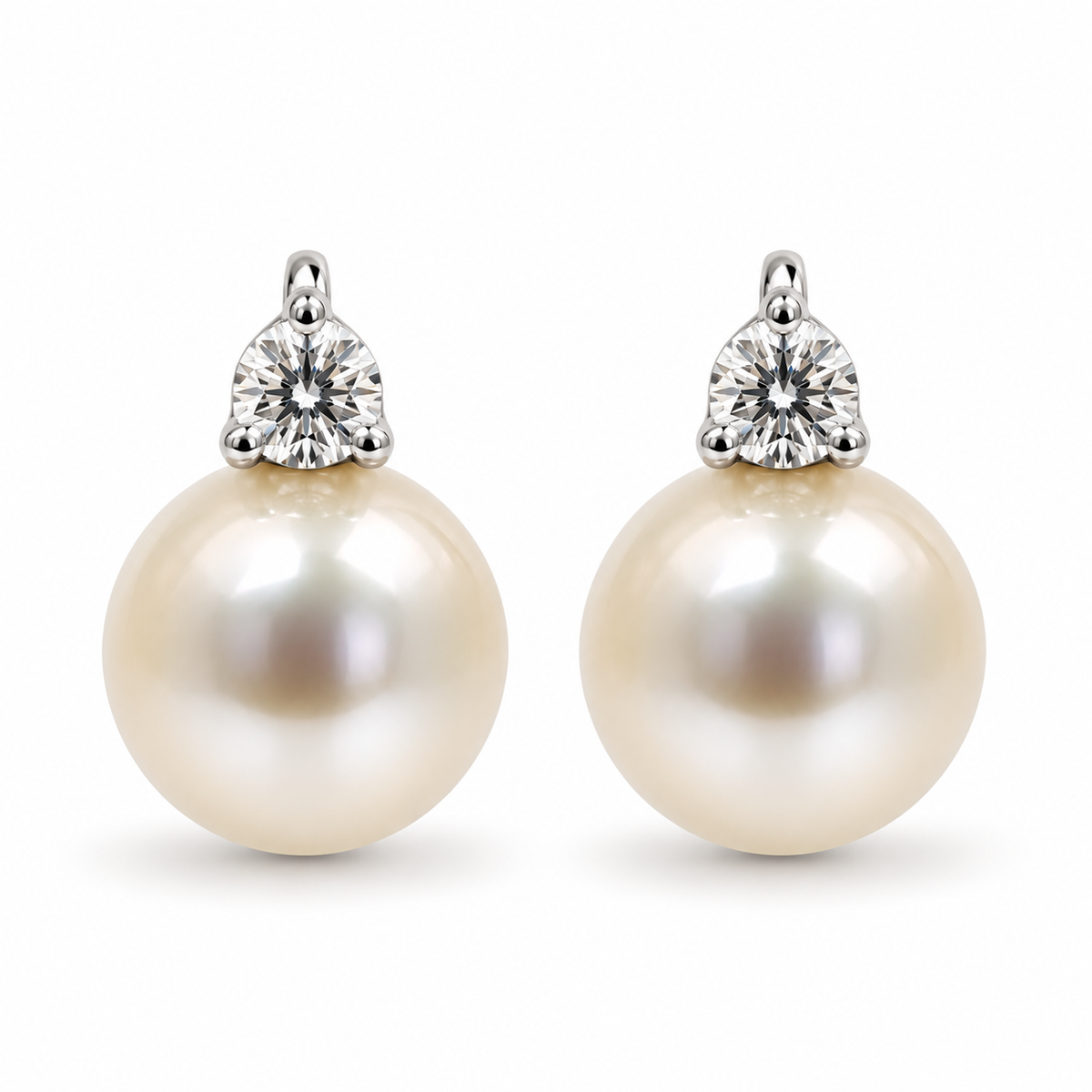 10.6mm South Sea Pearl Diamond Earrings 18ct White Gold
