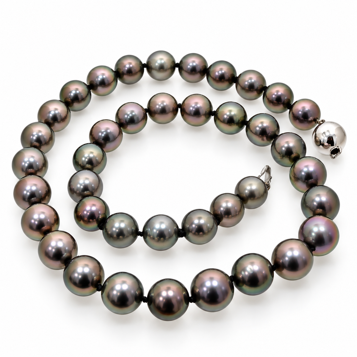 12mm Tahitian Cultured Pearl Necklace Diamond set Clasp in 18ct White Gold