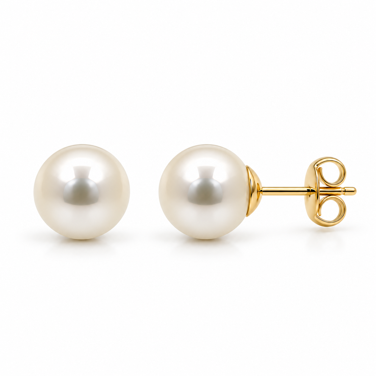 8.2mm Akoya Cultured Pearl Stud Earrings 9ct Yellow Gold