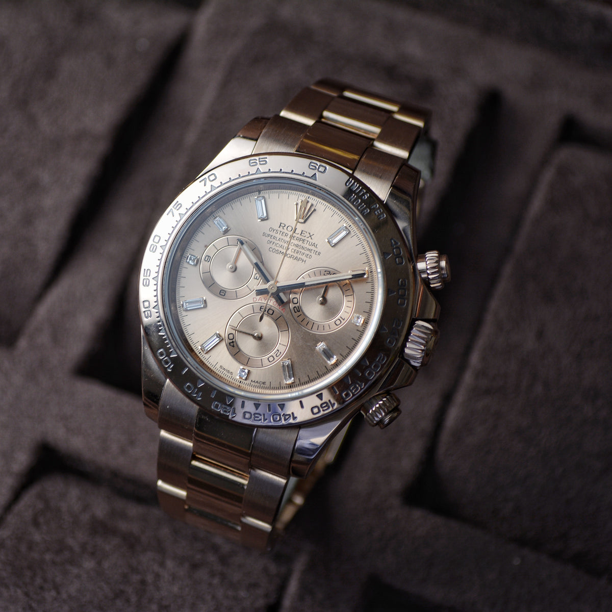 Pre-Owned Rolex Daytona Everose Gold Baguette Diamond Dial 116505-0017 - 2017