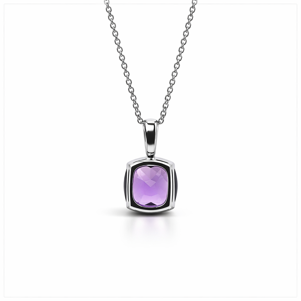 Amethyst Pendant & Chain in 18ct White Gold | SB21808