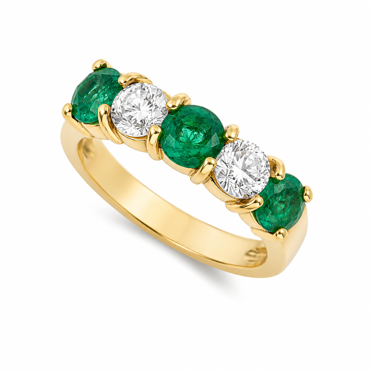 Emerald & Diamond Half Eternity Ring | 18ct Yellow Gold | SF0599