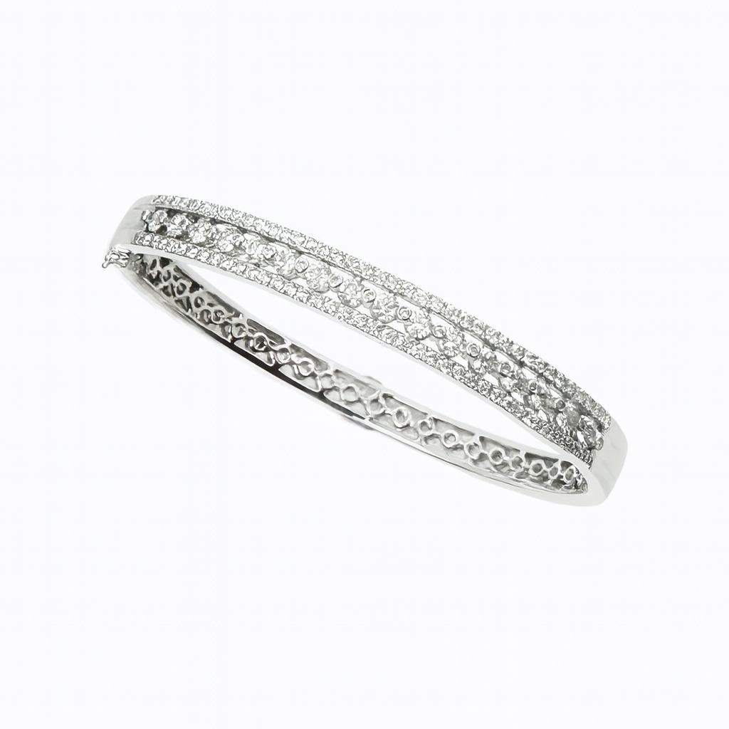 Three Row Diamond Bangle | Diamonds | 18ct White Gold