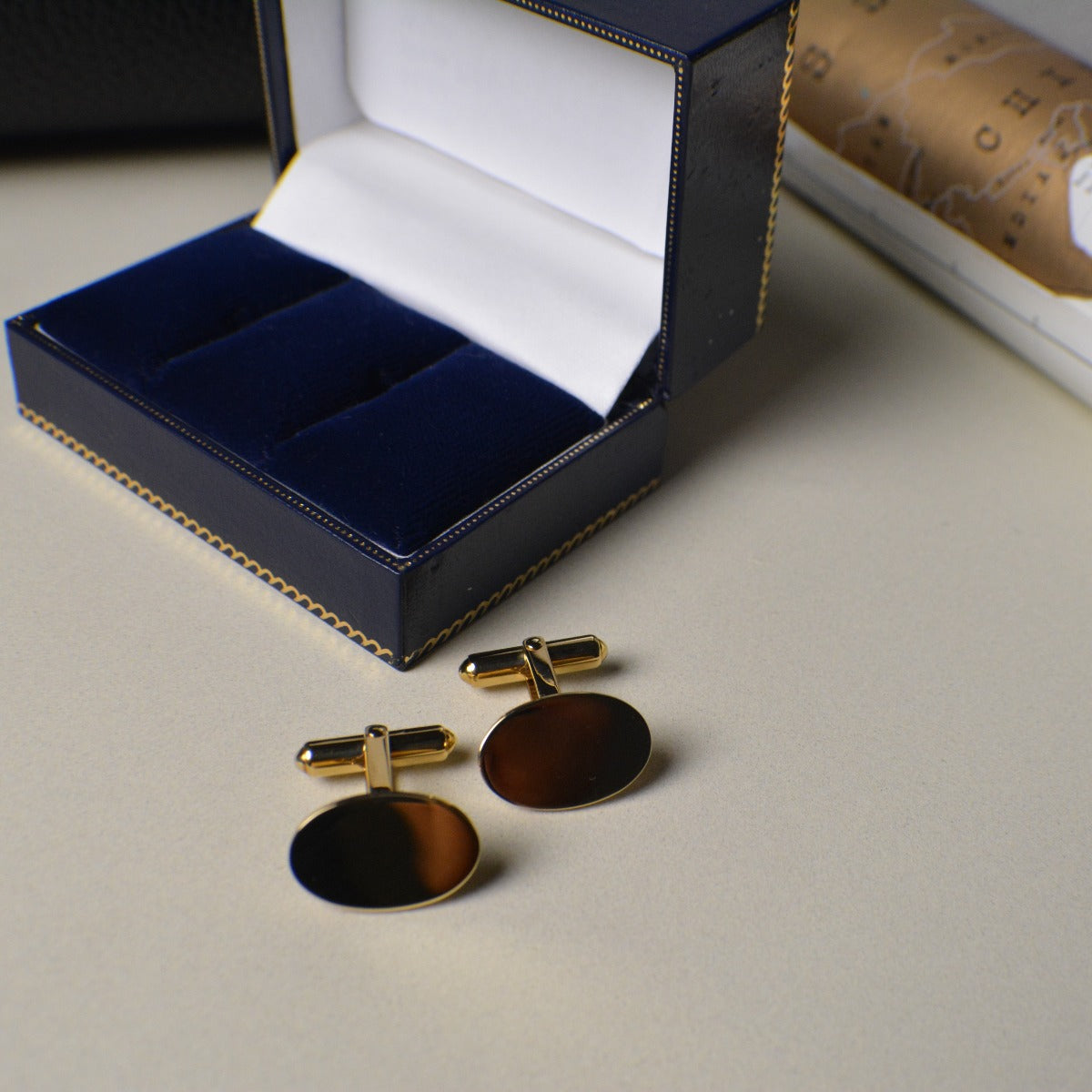 18ct Yellow Gold Hallmarked Cufflinks Oval Disc