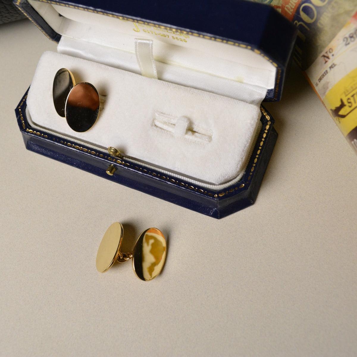 9ct Yellow Gold Cufflinks with Double Oval Disc