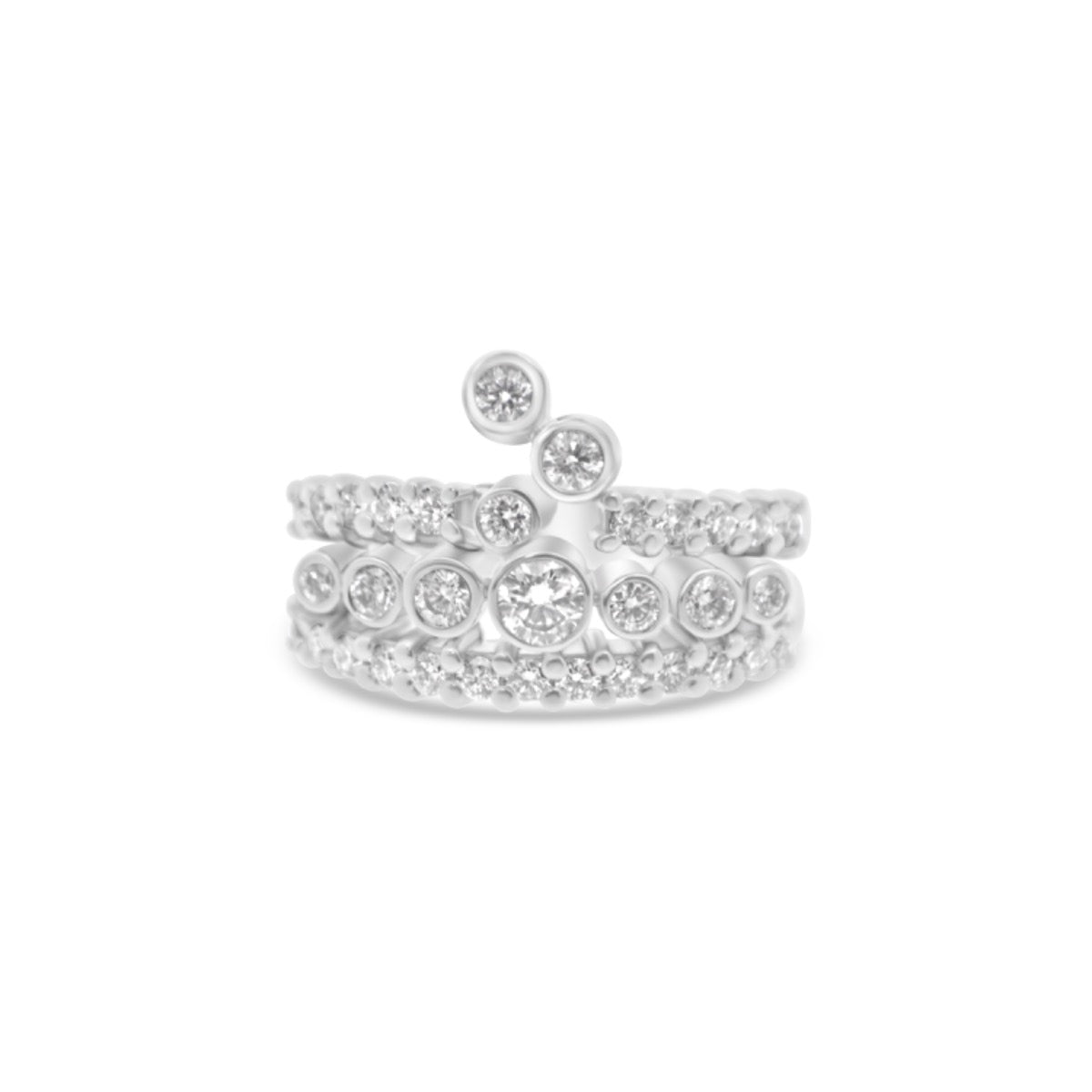 Three Row Fancy Ring in 18ct White Gold | Diamonds | ER22506
