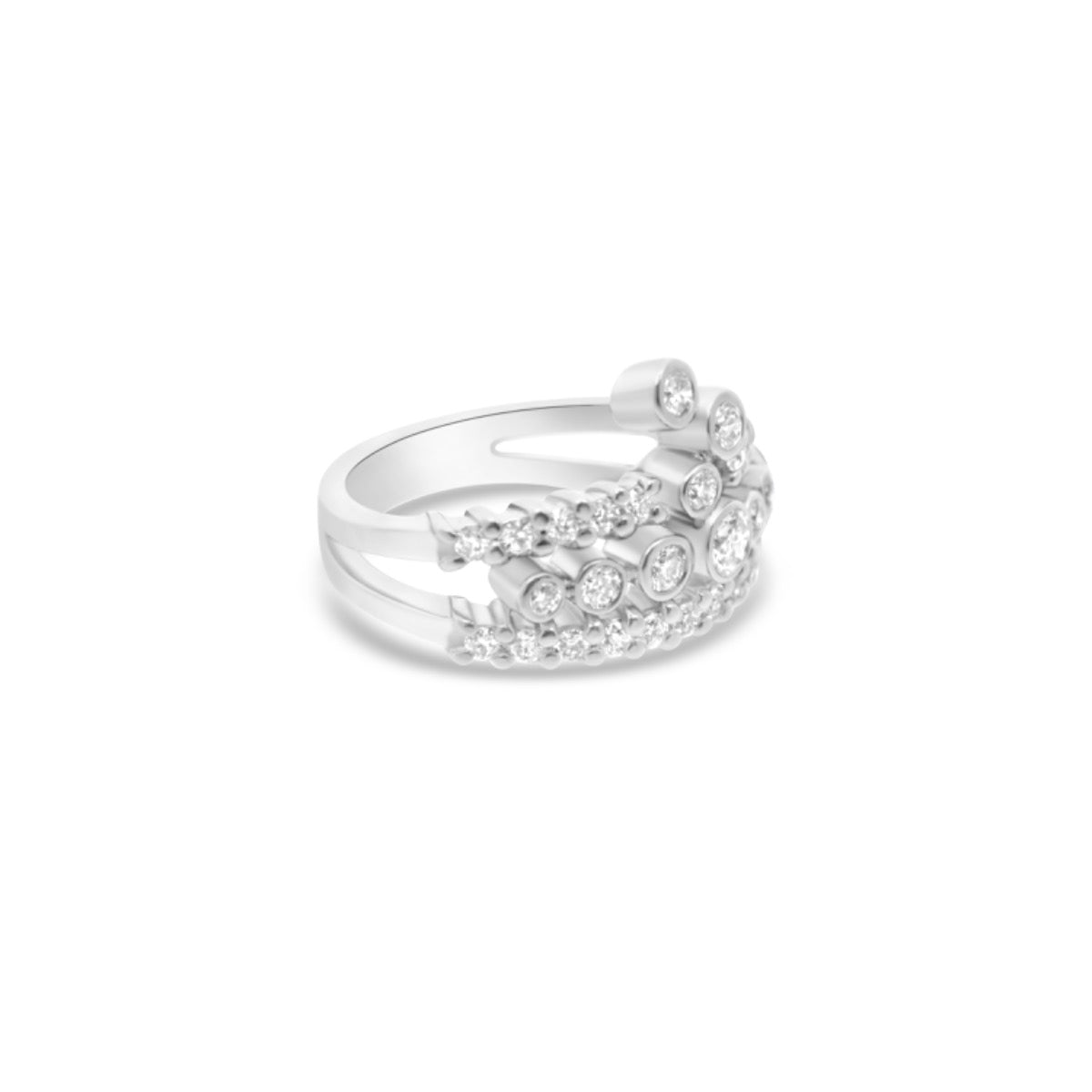 Three Row Fancy Ring in 18ct White Gold | Diamonds | ER22506