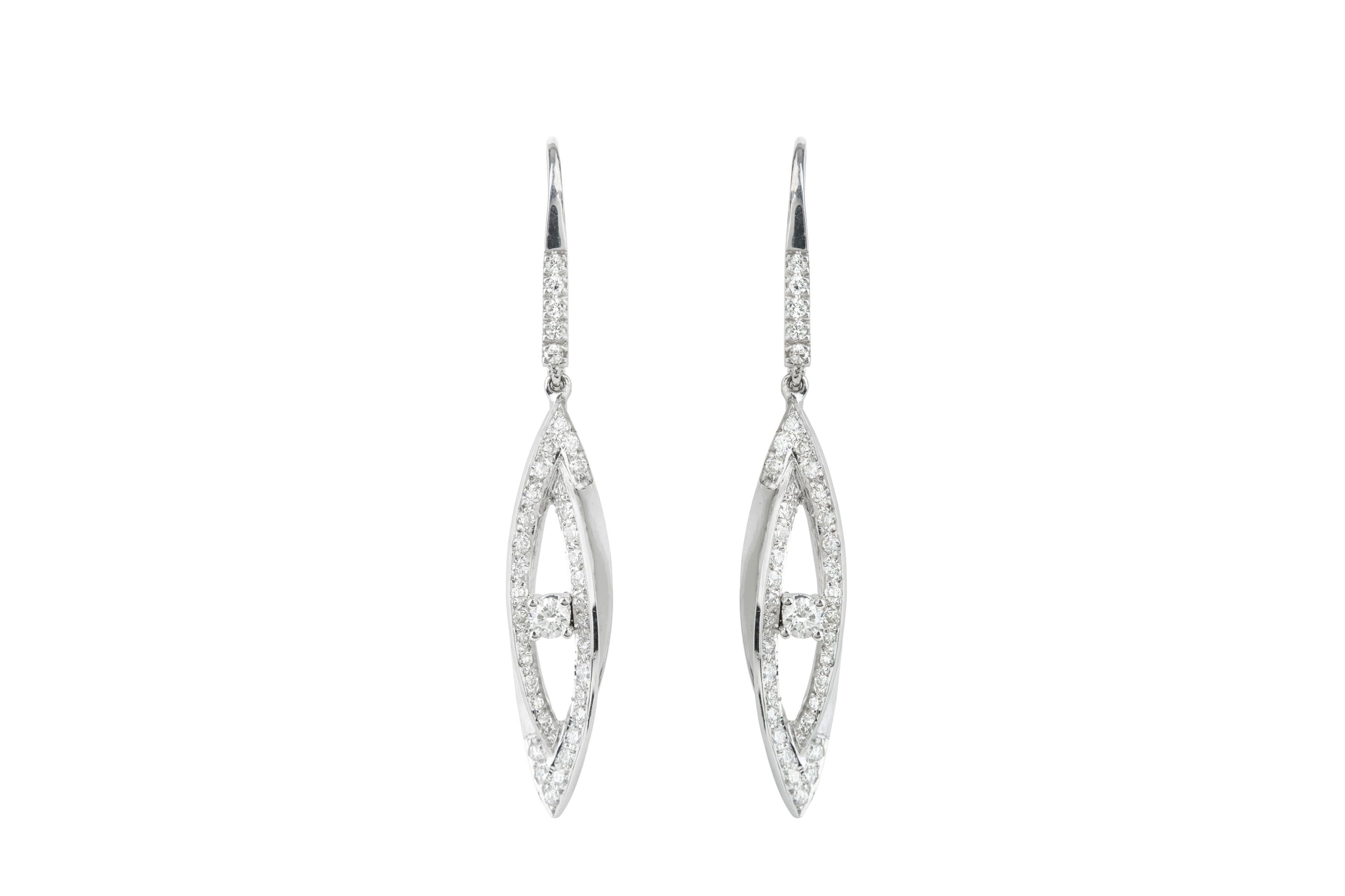 Diamond Fancy Drop Earrings in 18ct White Gold