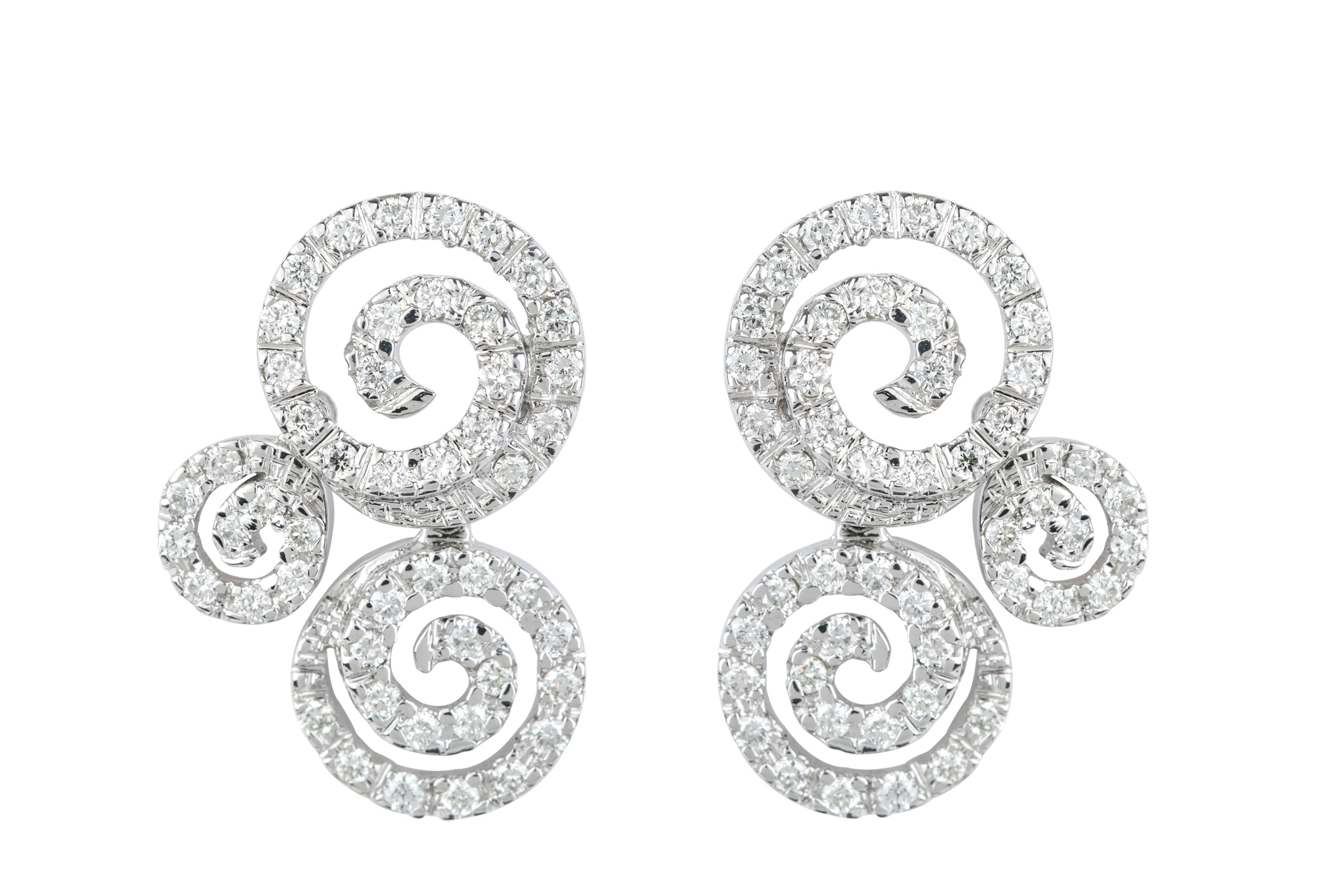 Diamond Circular Earrings in 18ct White Gold