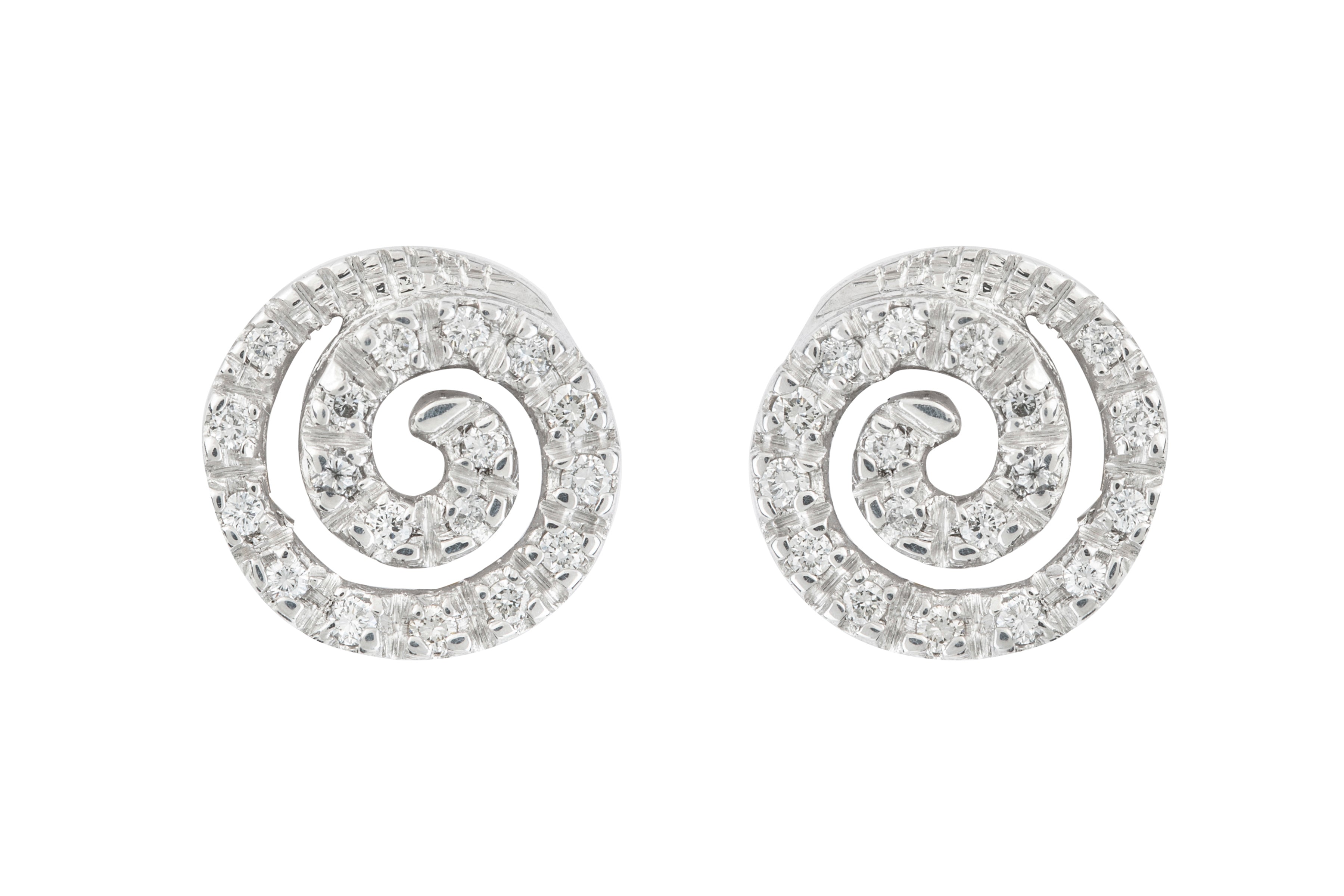 Diamond Circular Motif Earrings in 18ct White Gold