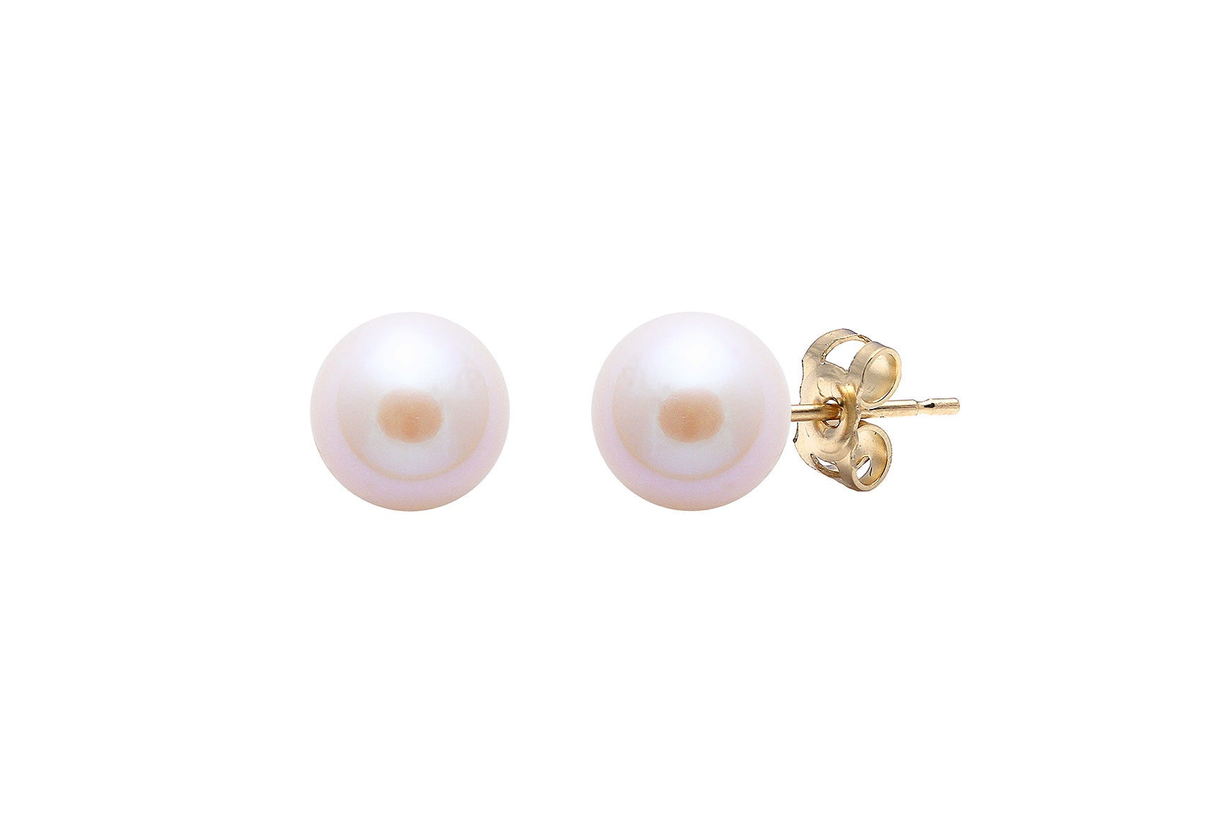 PINK FRESH WATER PEARL STUD EARRINGS | 9CT YELLOW GOLD | 7.5MM