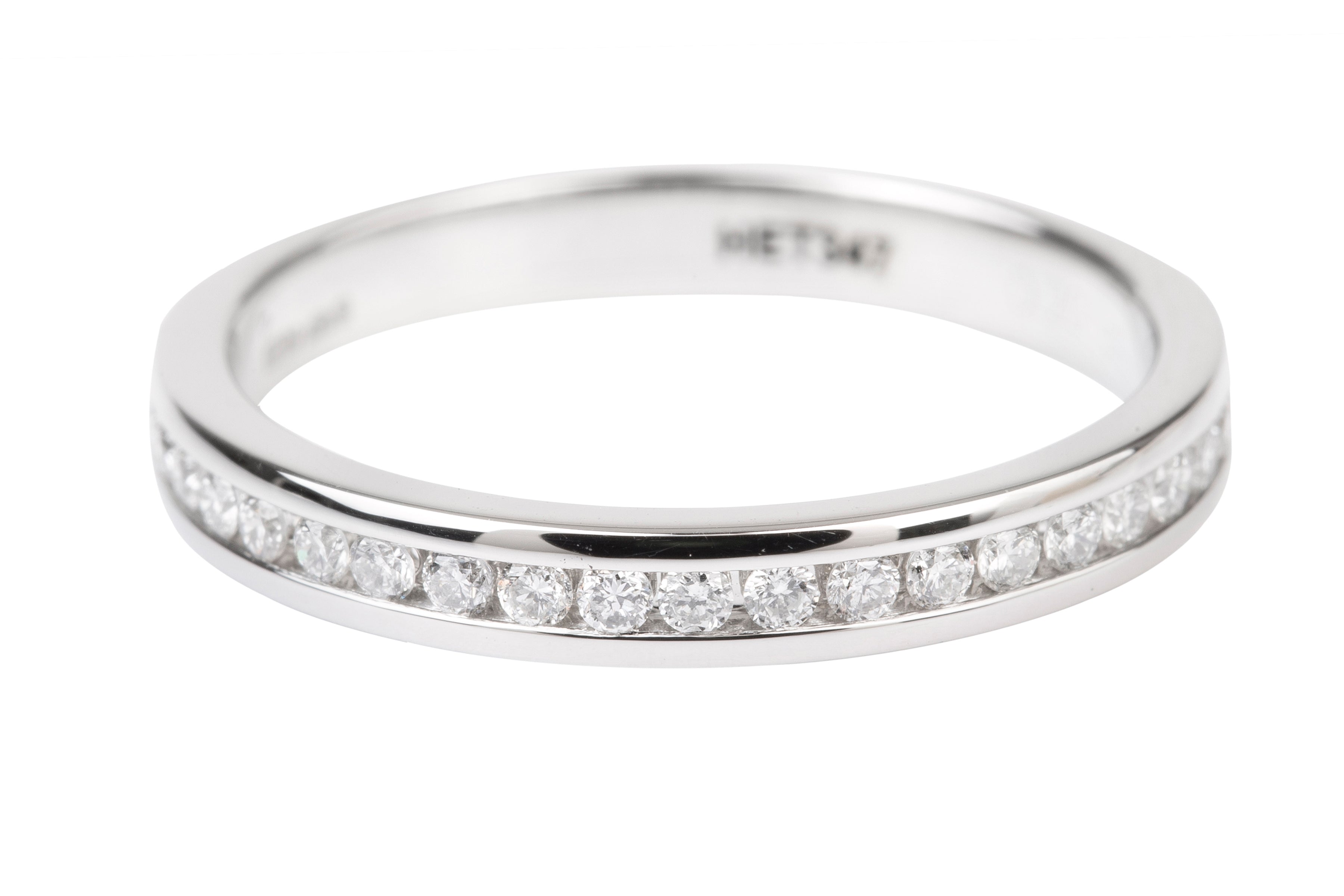 HET347 Half Eternity Ring Channel set with Brilliant Cut Diamonds in Platinum