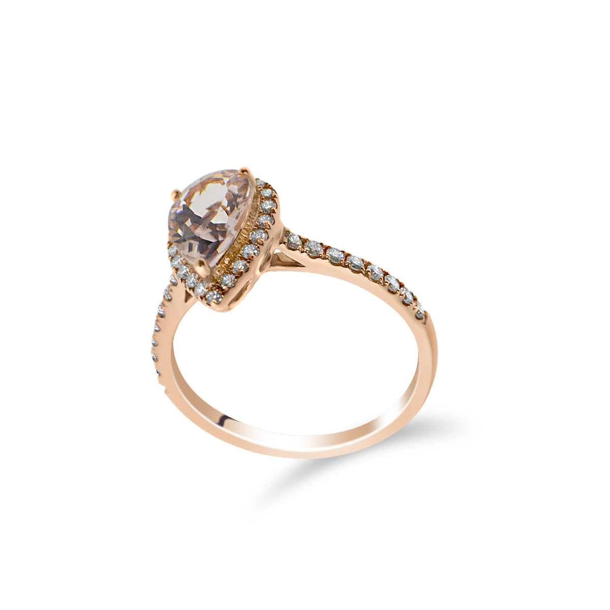 18ct Rose Gold Semi Precious Ring - Morganite & Diamond