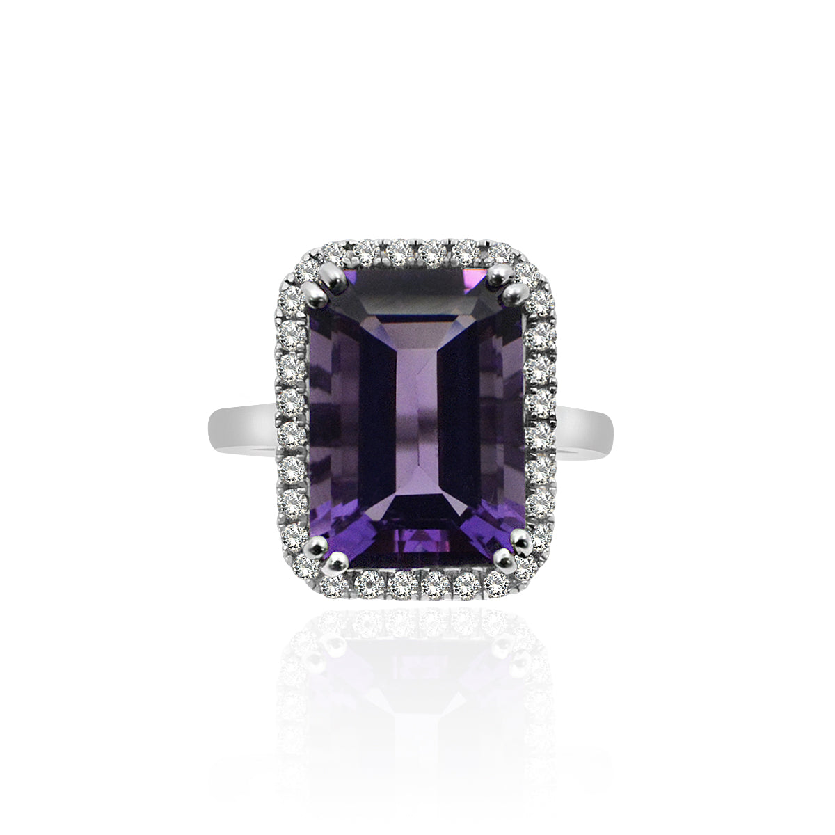 18ct White Gold 6.36ct Amethyst & Diamond Ring | HM22510