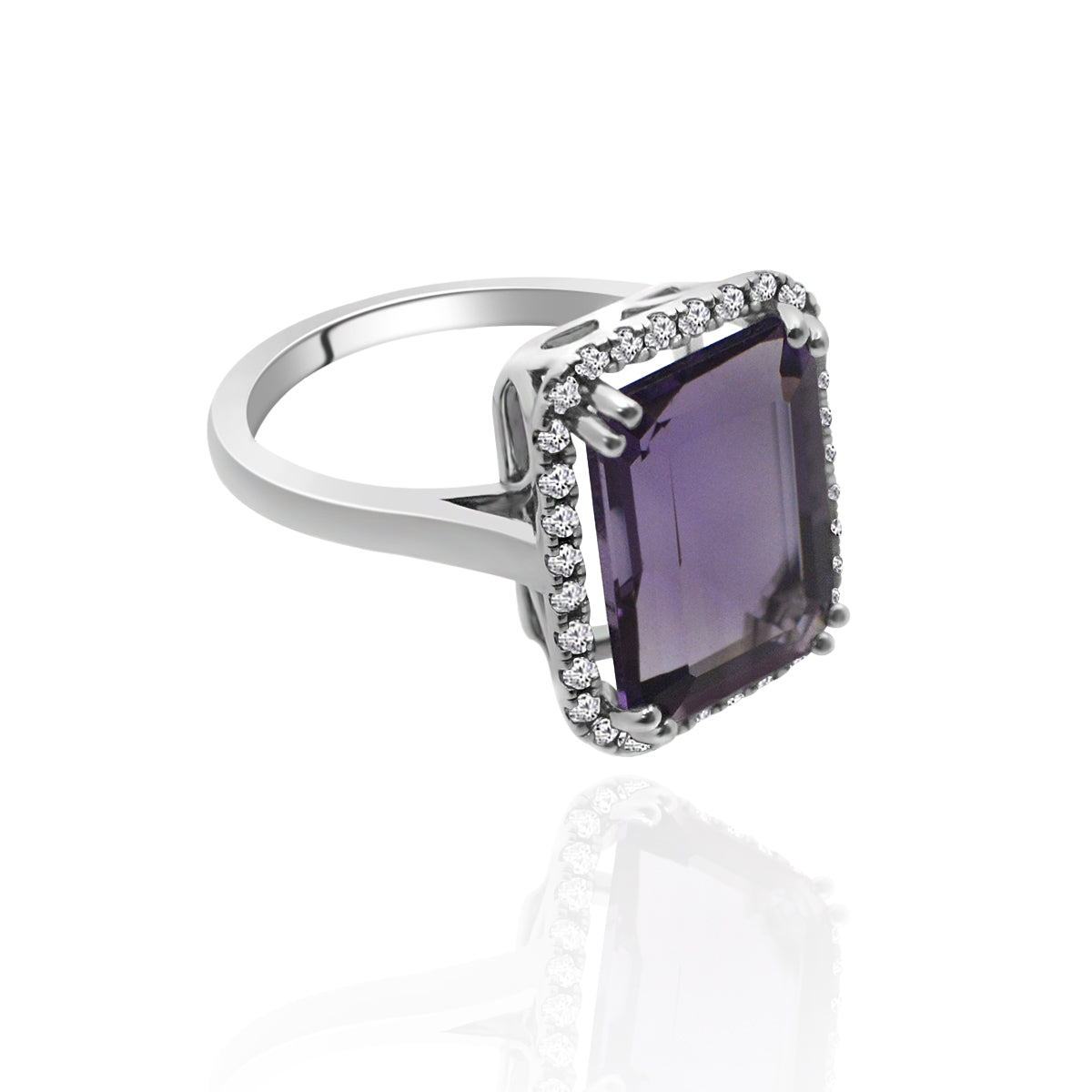 18ct White Gold 6.36ct Amethyst & Diamond Ring | HM22510