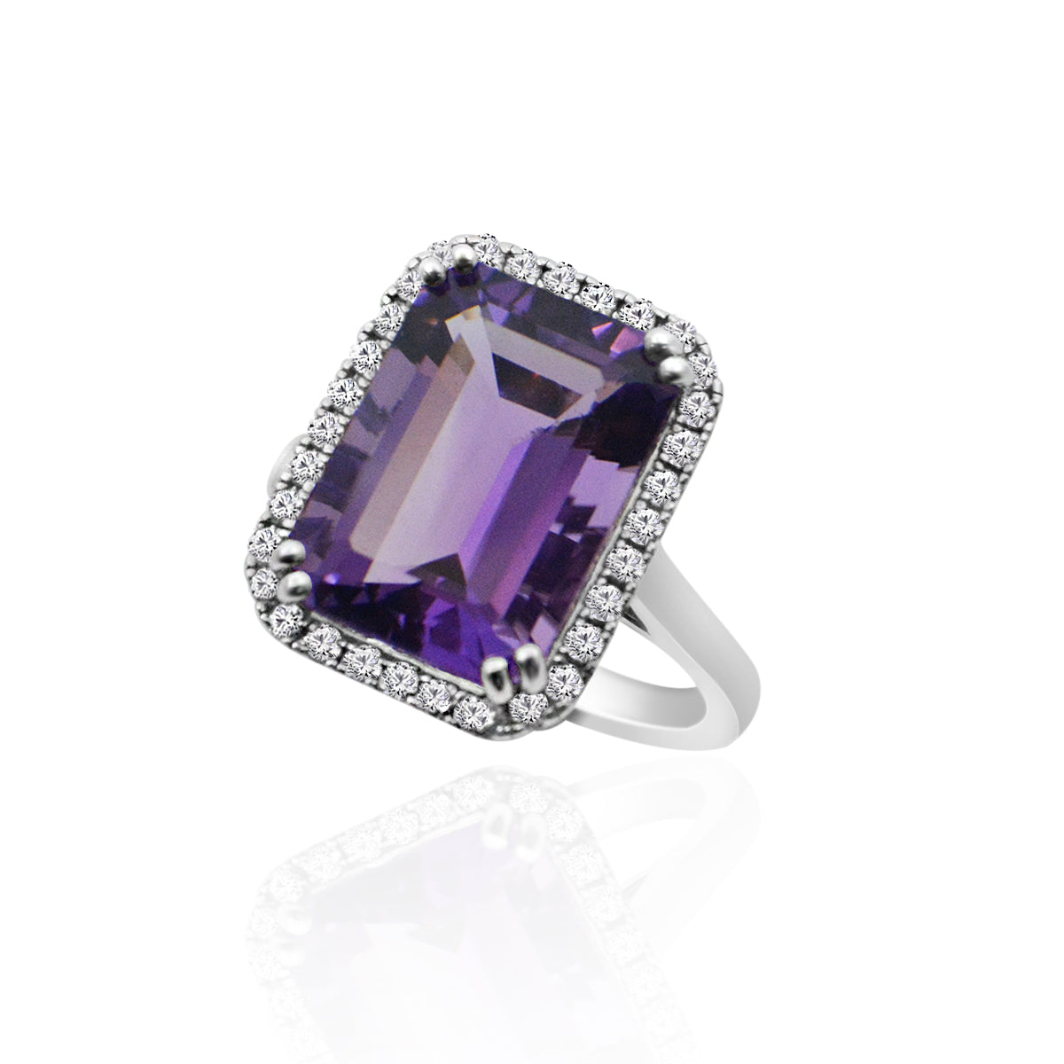18ct White Gold 6.36ct Amethyst & Diamond Ring | HM22510