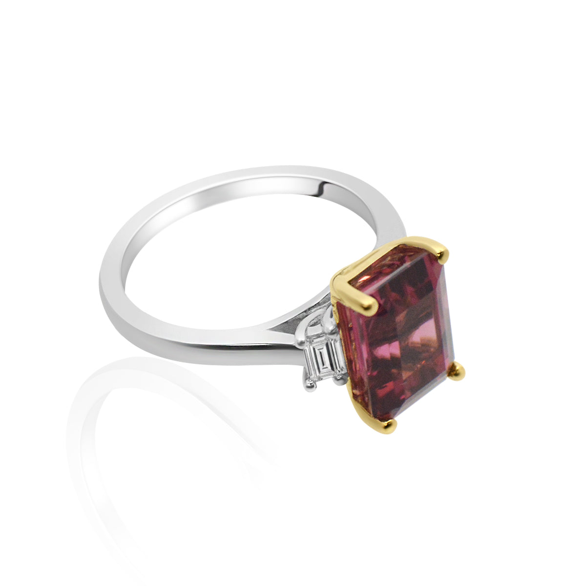 3.42ct Pink Tourmaline & Diamond Ring in 18ct White & Rose Gold | HM23506