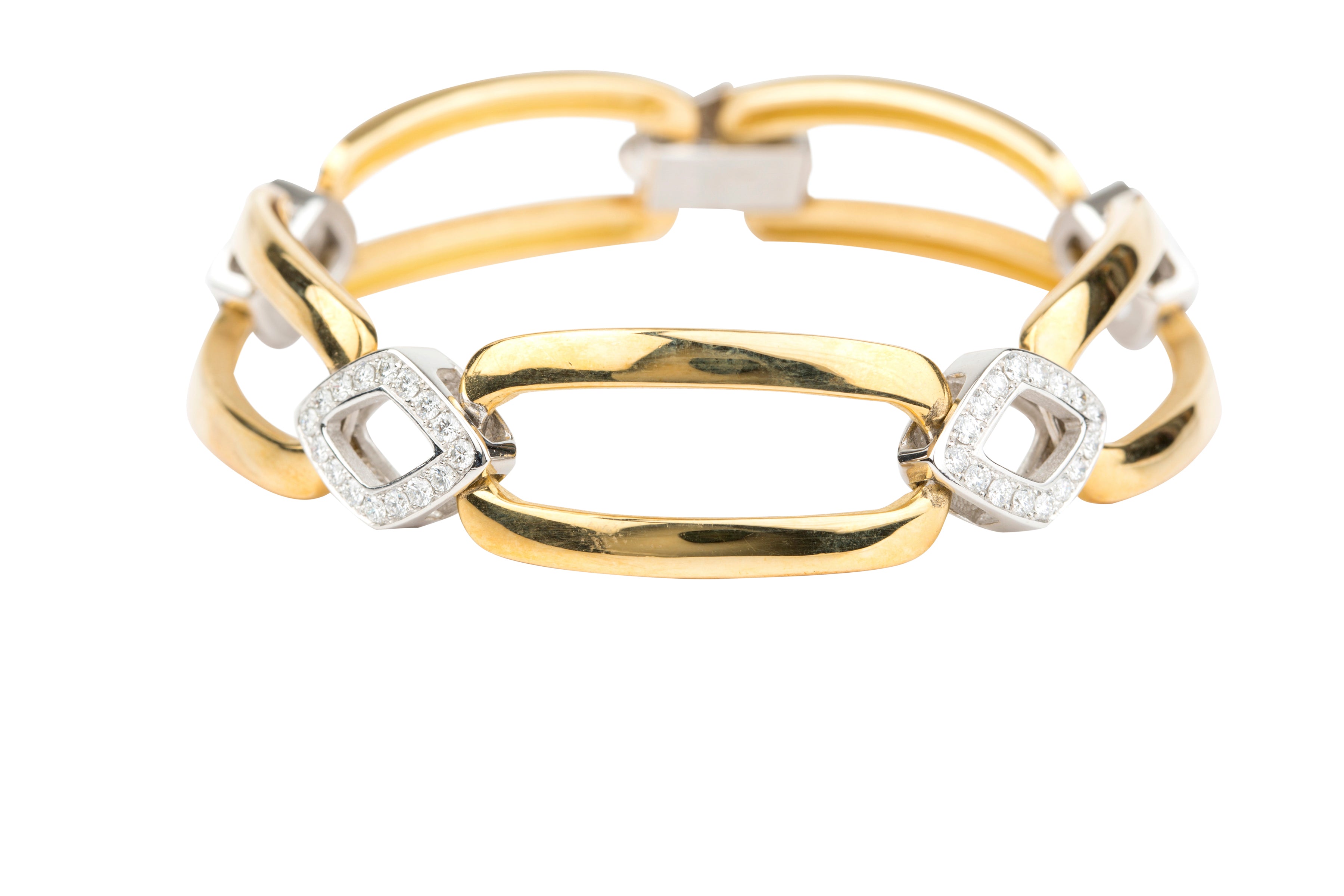 OP2754 Heavy Link Bracelet set with Diamonds in 18ct Yellow & White Gold ( 1.27ct )