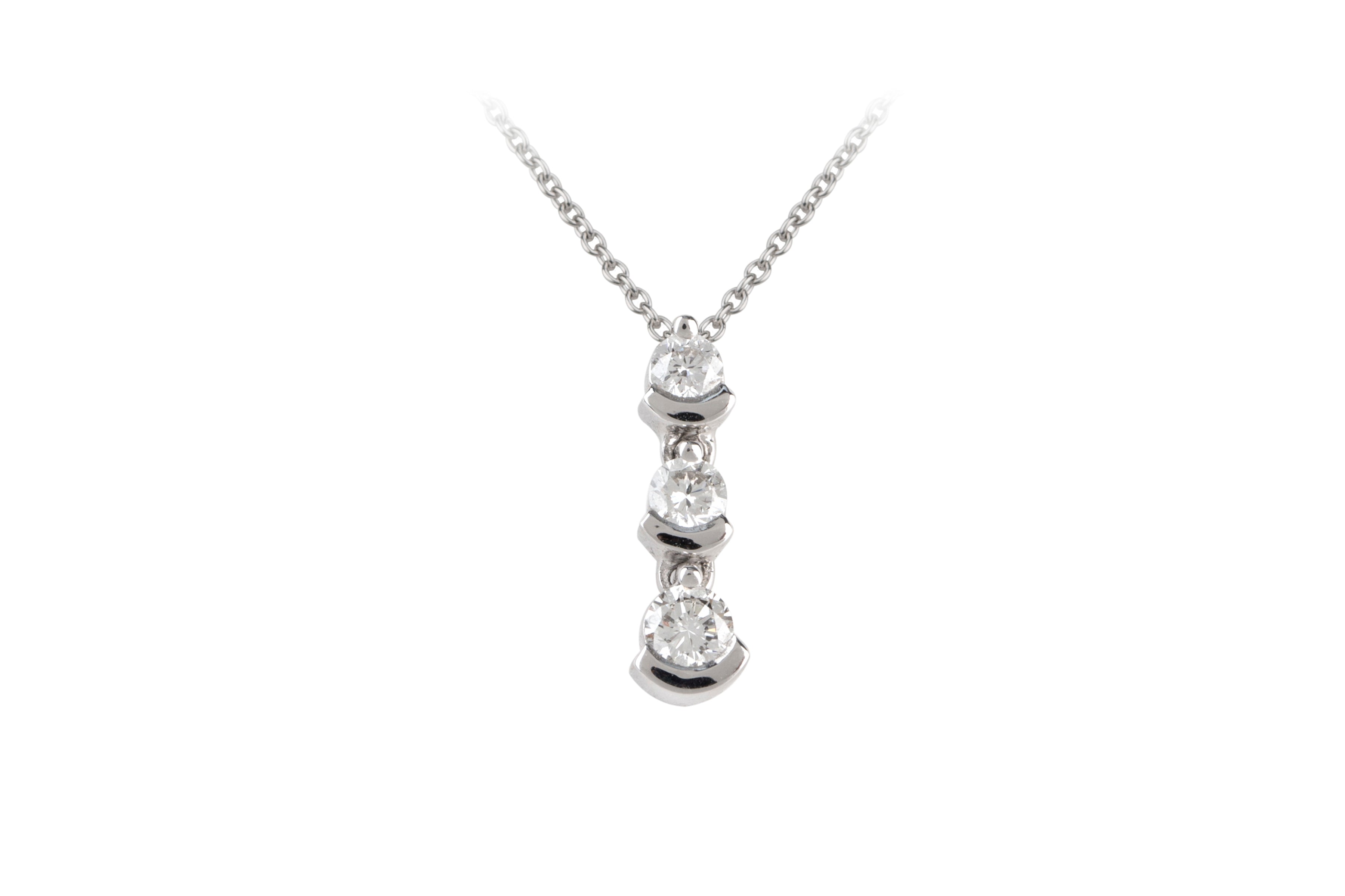 Diamond Line Pendant & Chain in 18ct White Gold