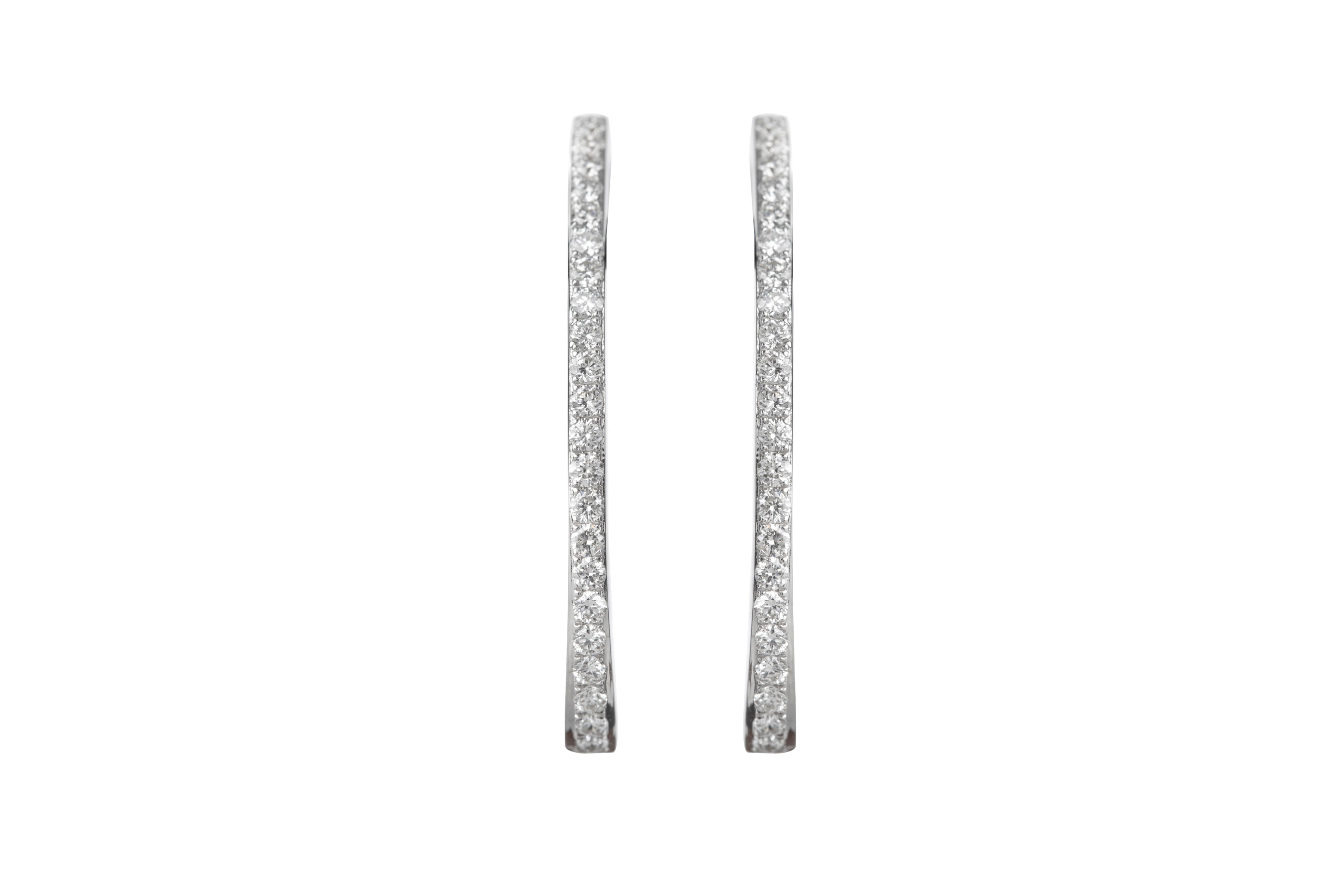 Diamond Oval Hoop Earrings in 18ct White Gold