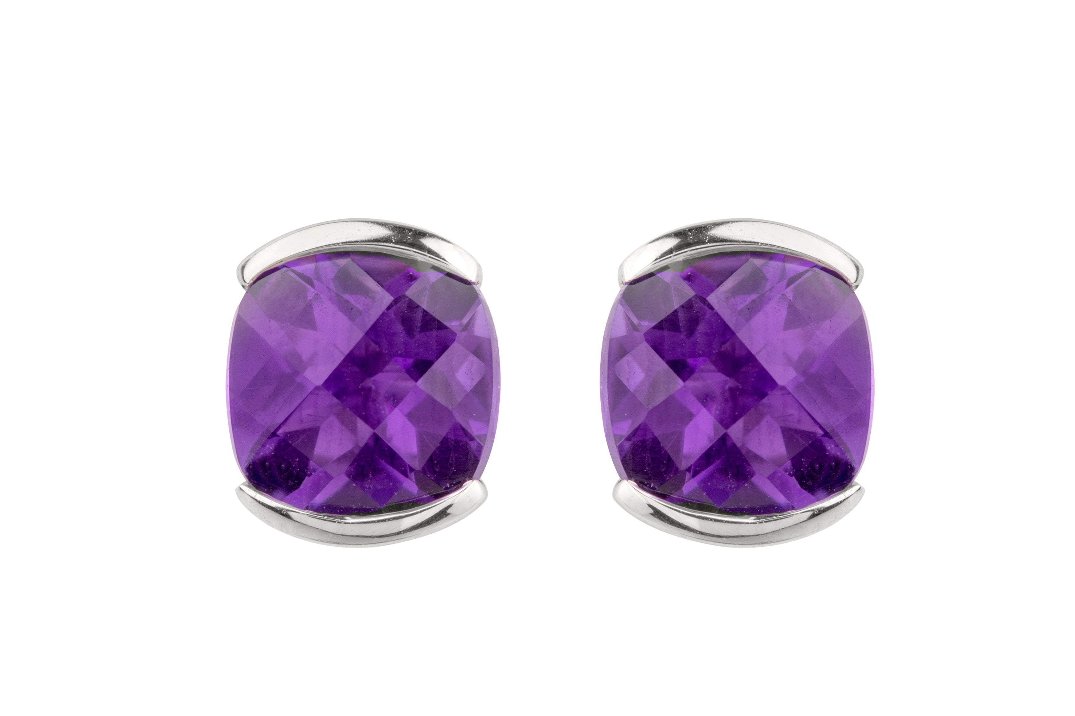 Amethyst Earrings in 18ct White Gold