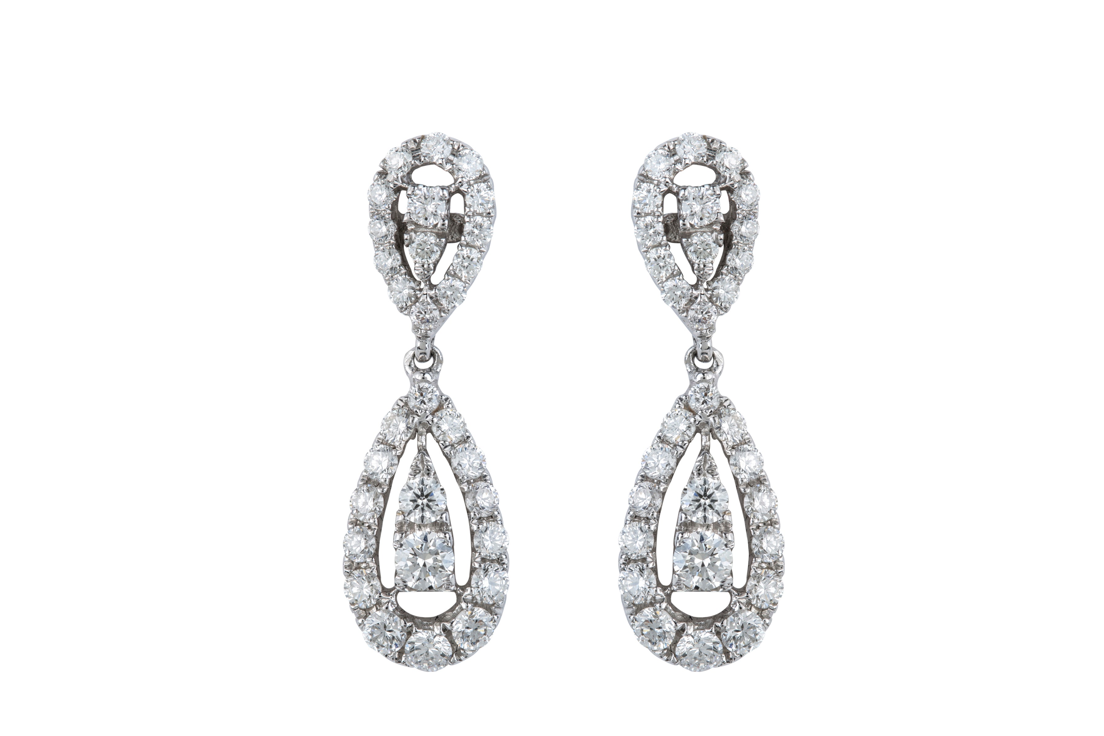 Diamond Fancy Stud & Drop Earrings in 18ct White Gold