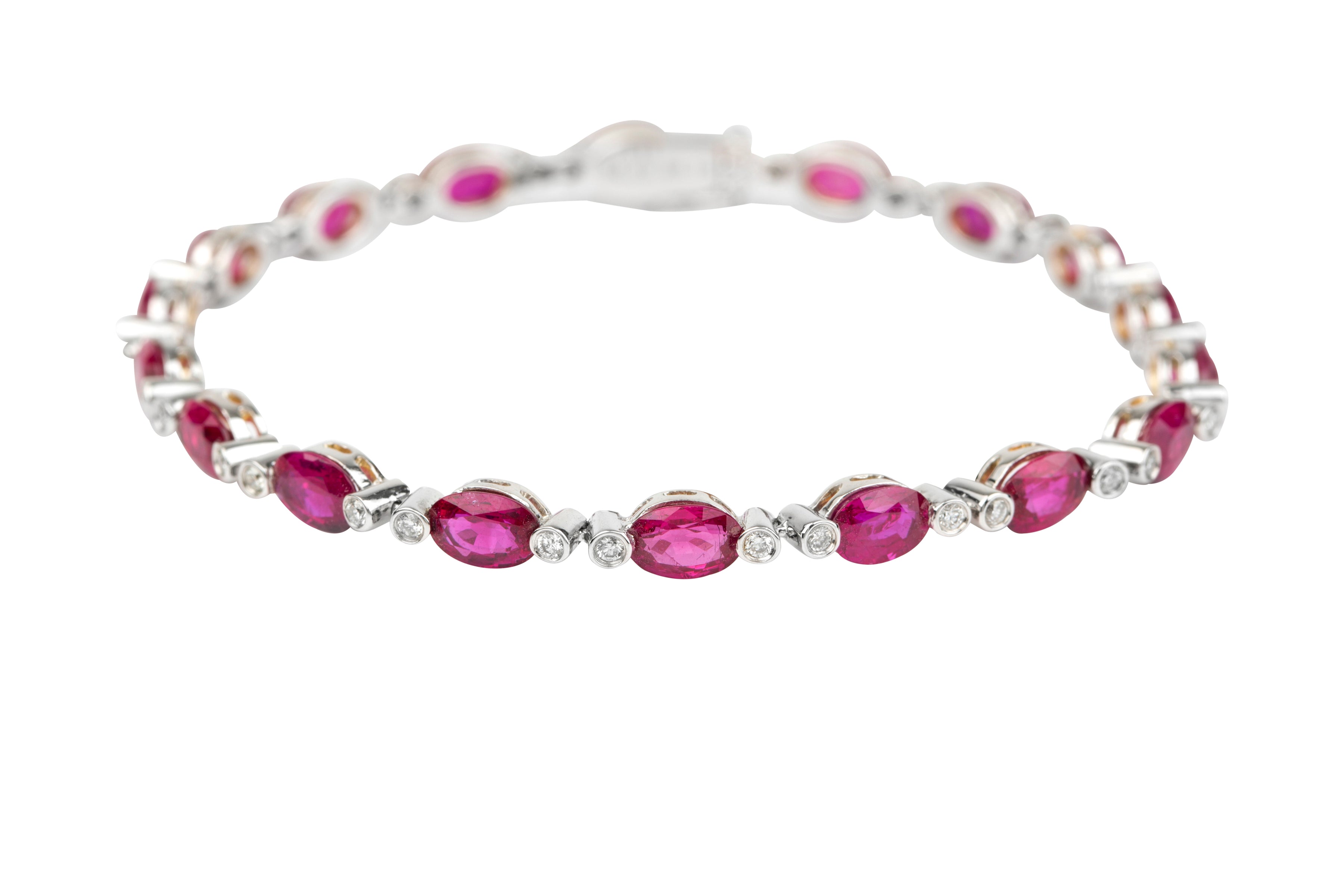 SE13705 Ruby & Diamond Line Bracelet in 18ct White Gold ( Rubies 9.14ct; Diamonds 0.46ct )