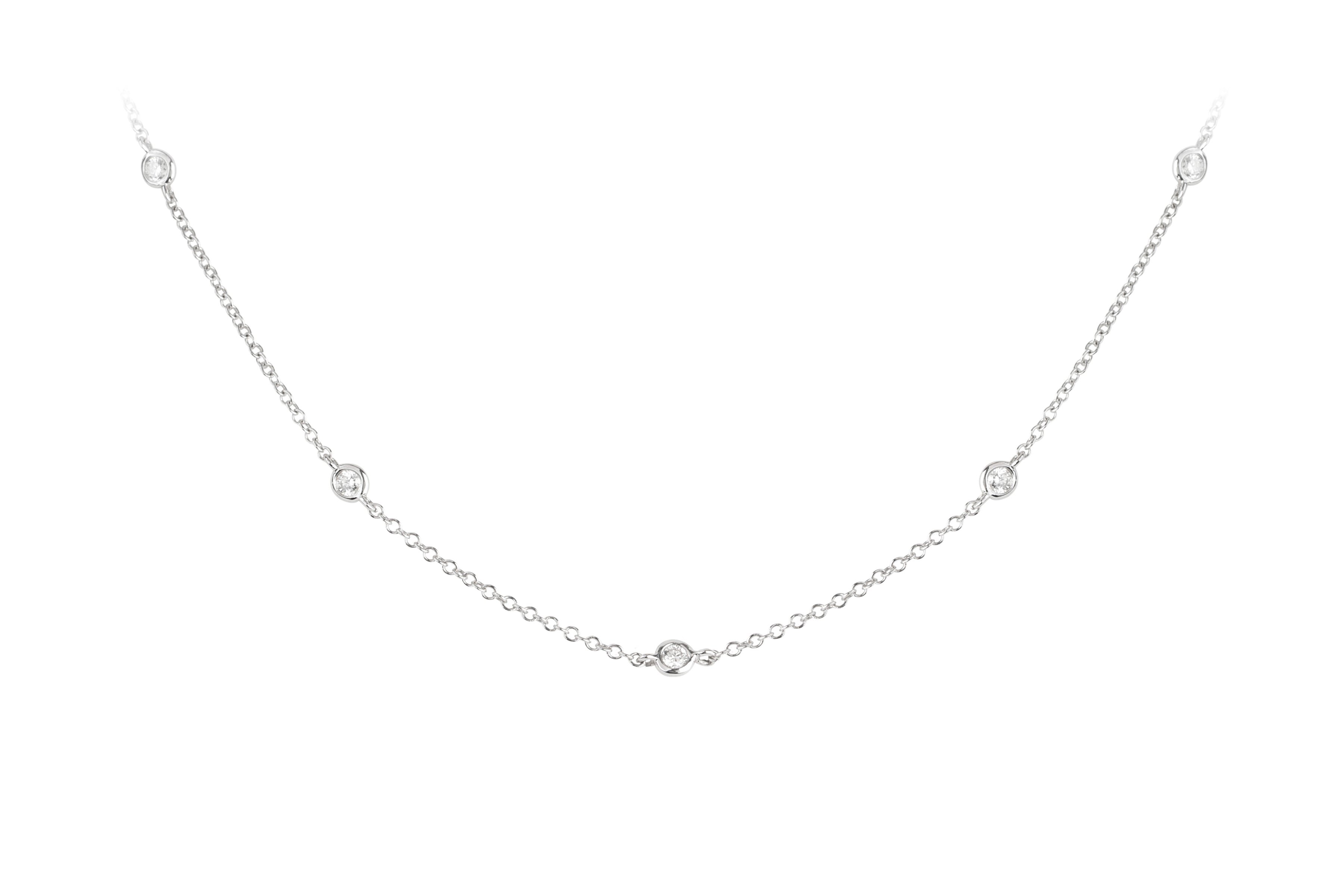 Diamond Spaced Rubover set Chain in 18ct White Gold
