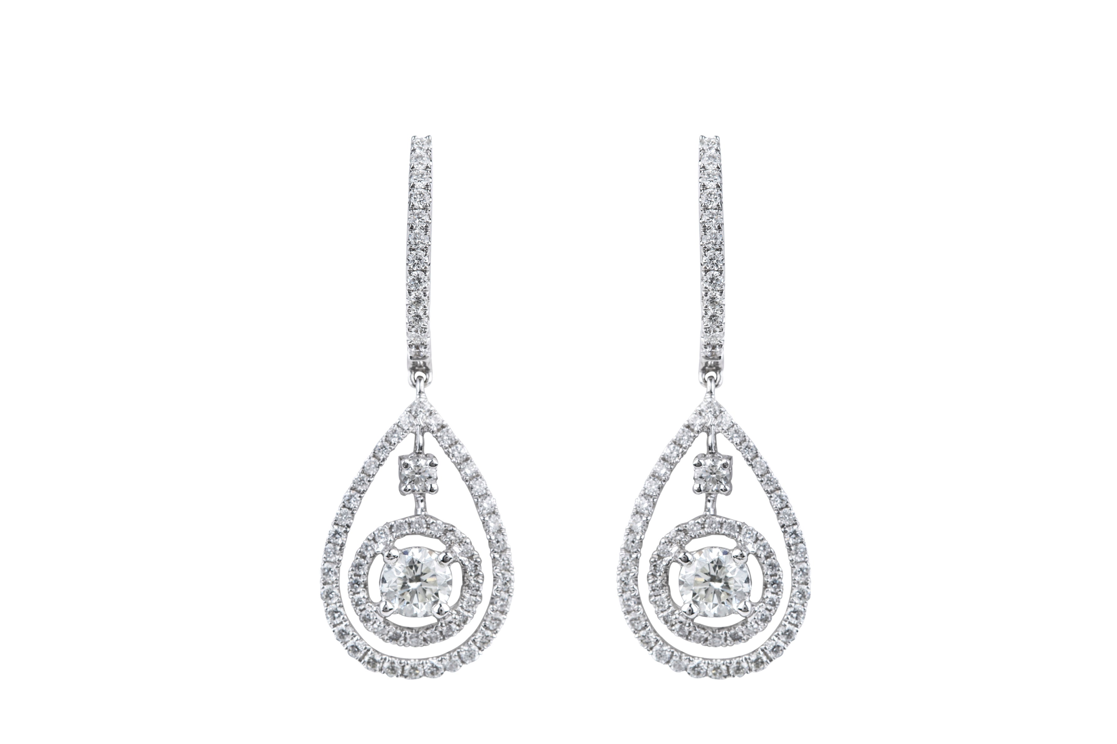 Diamond Fancy Drop Earrings in 18ct White Gold