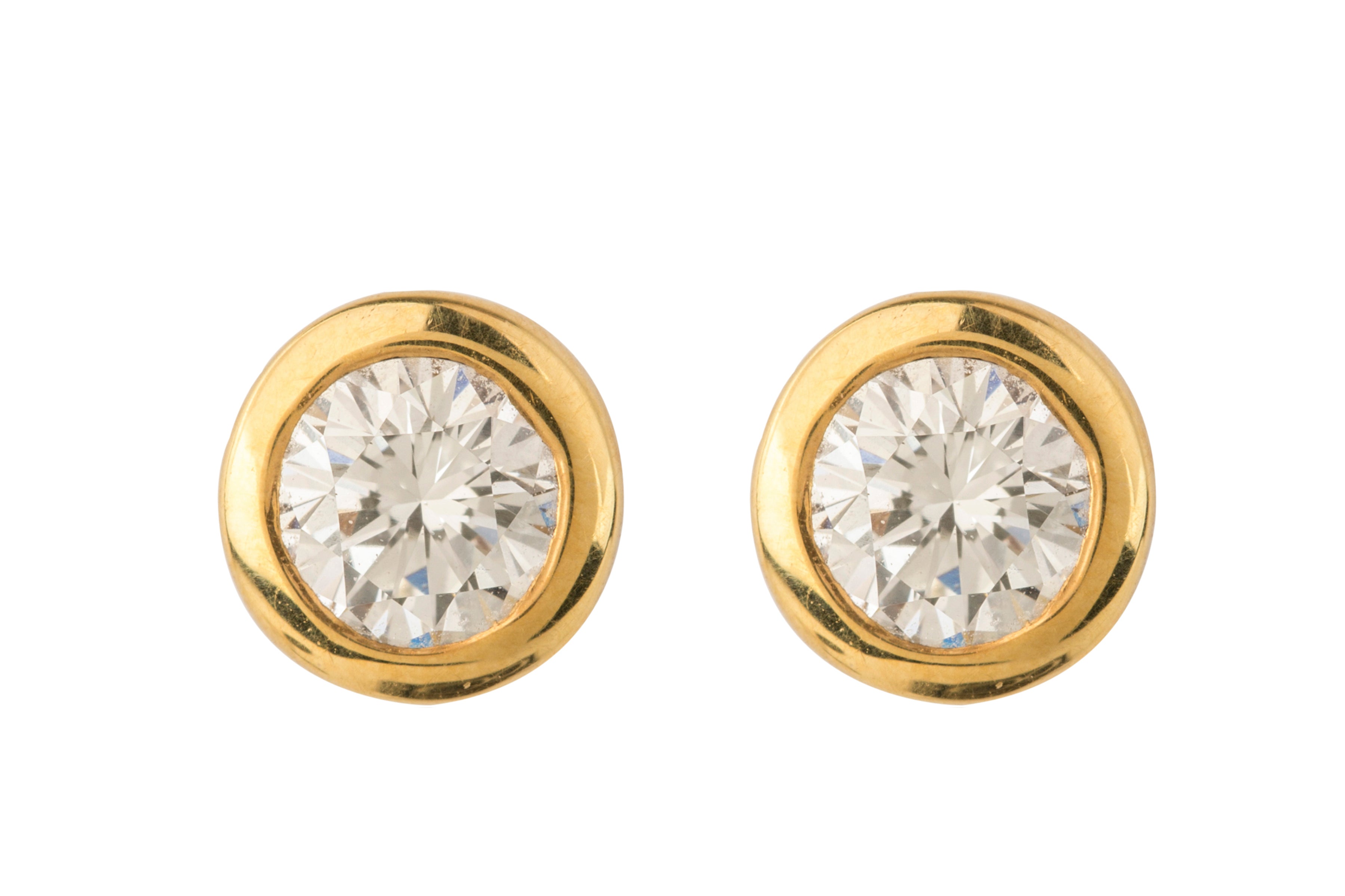 Diamond Single Stone Earrings in 18ct Yellow Gold