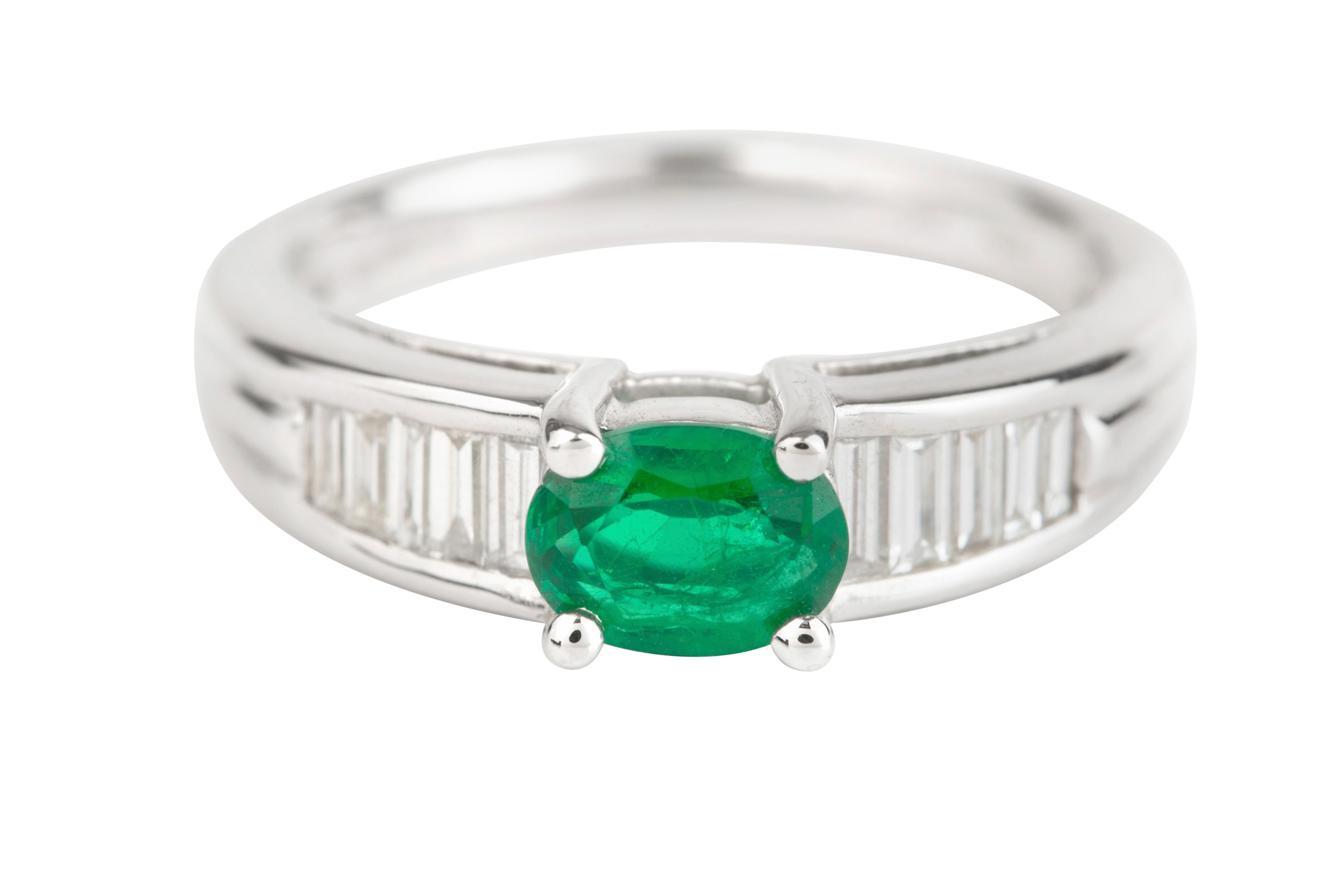 TP00551 Emerald & Diamond Dress Ring in 18ct White Gold
