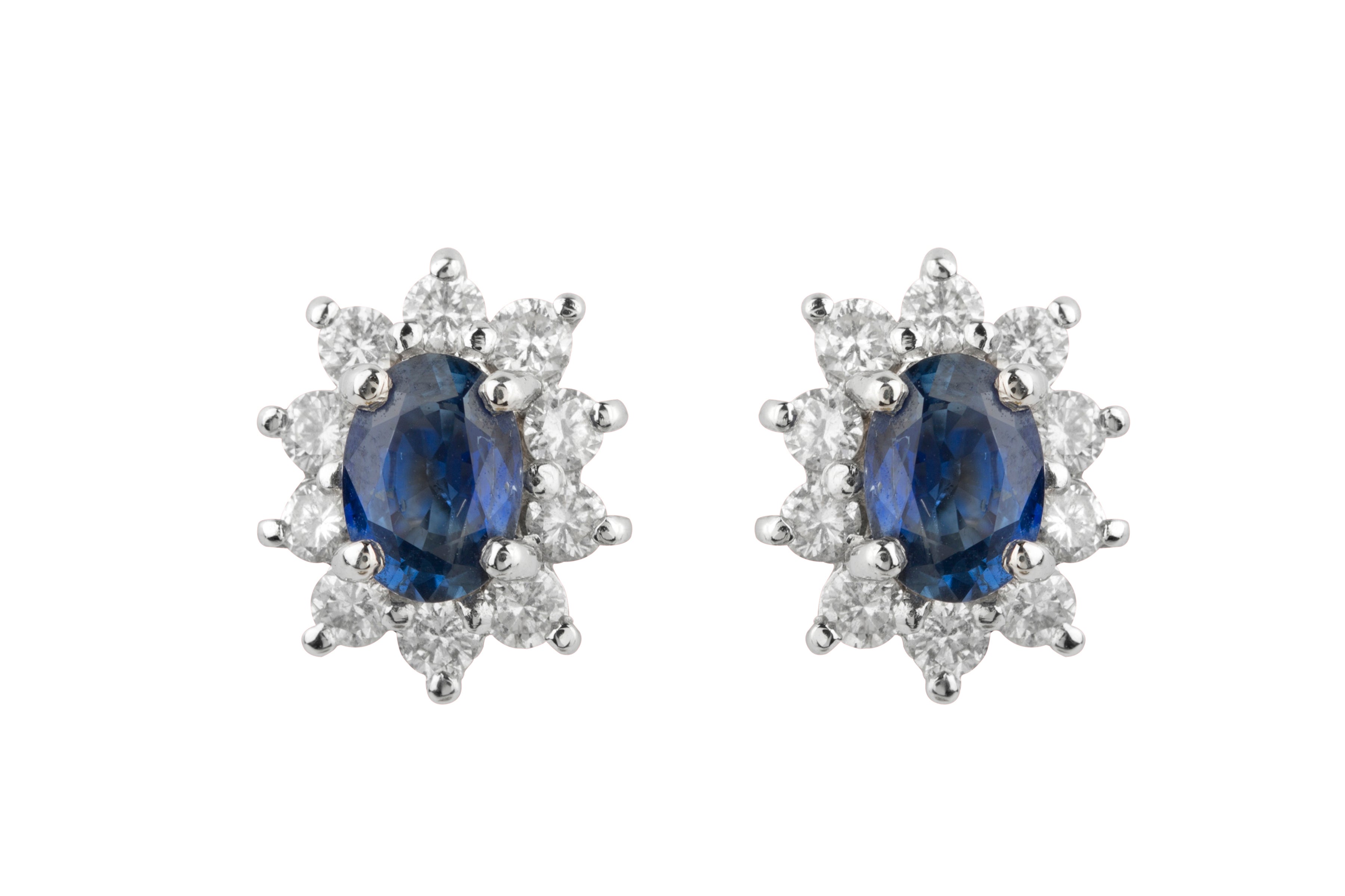 Sapphire & Diamond Cluster Earrings