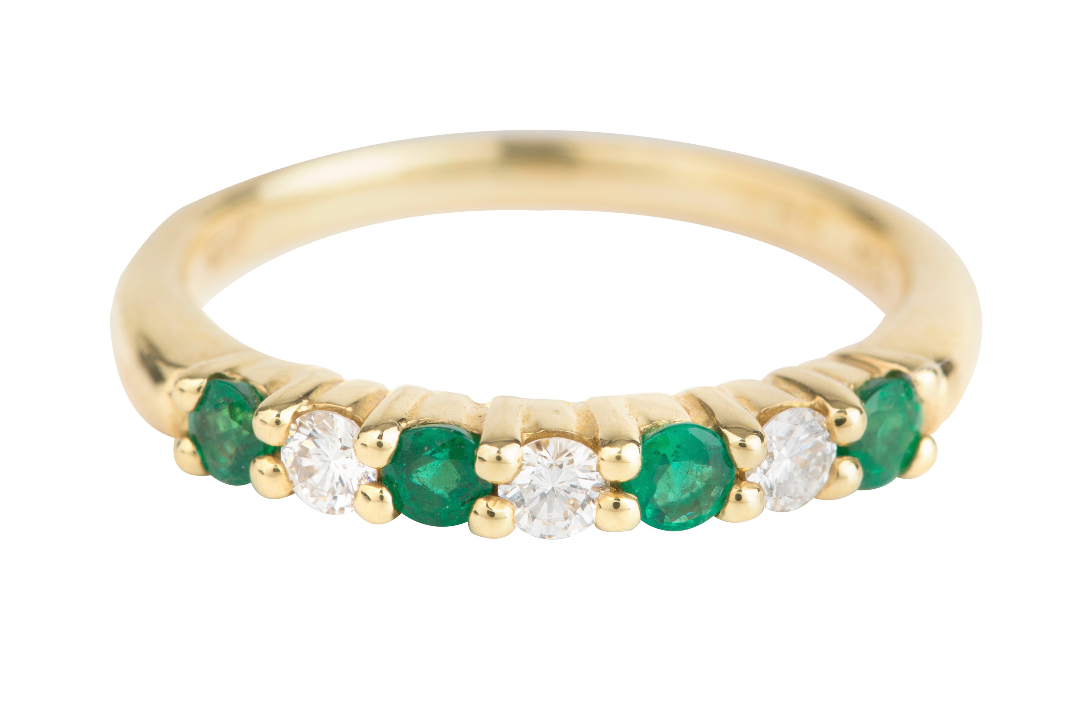 TP13553 Emerald & Diamond Seven Stone Half Eternity Ring in 18ct Yellow Gold