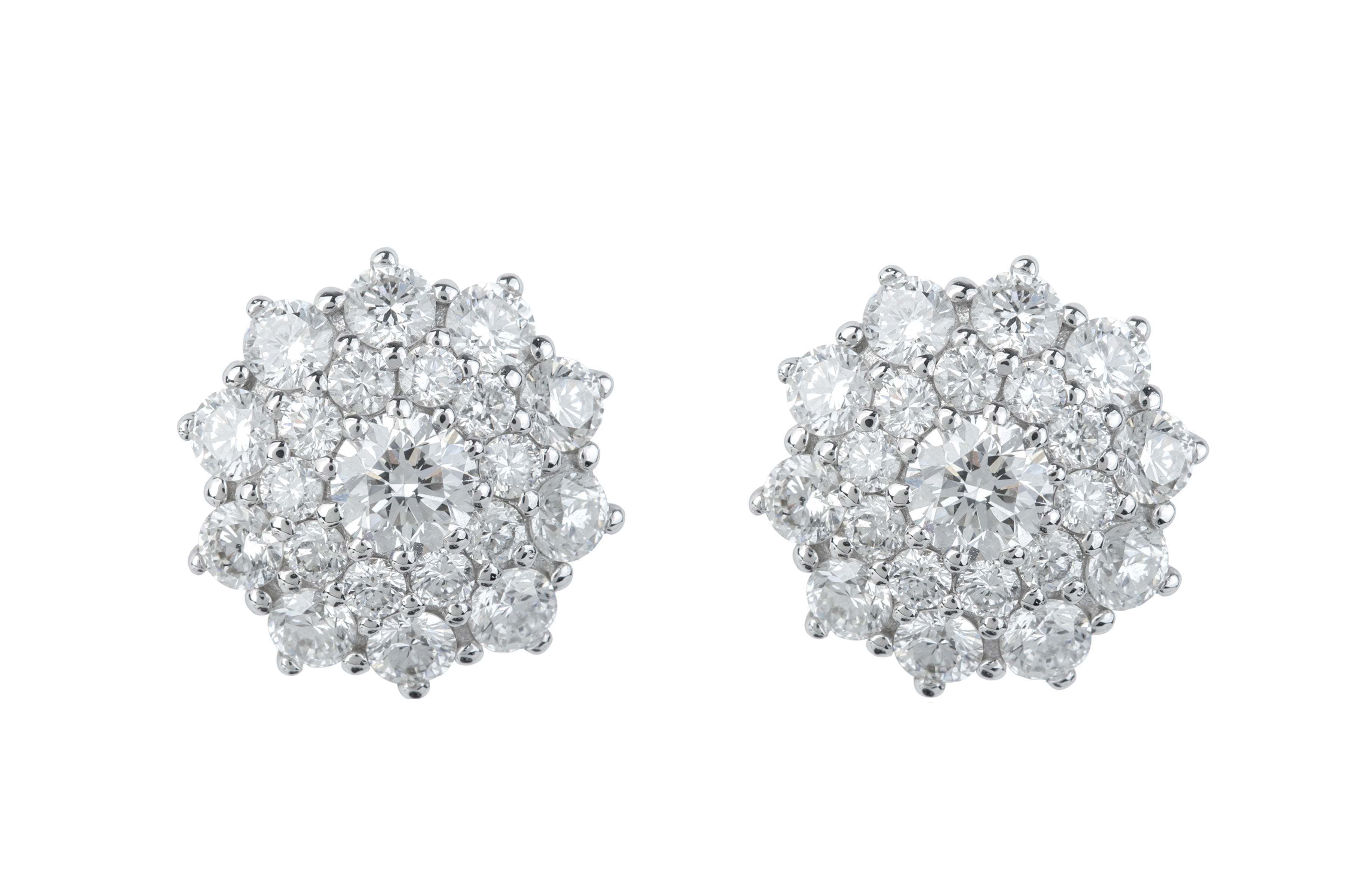 Diamond Cluster Earrings in 18ct White Gold