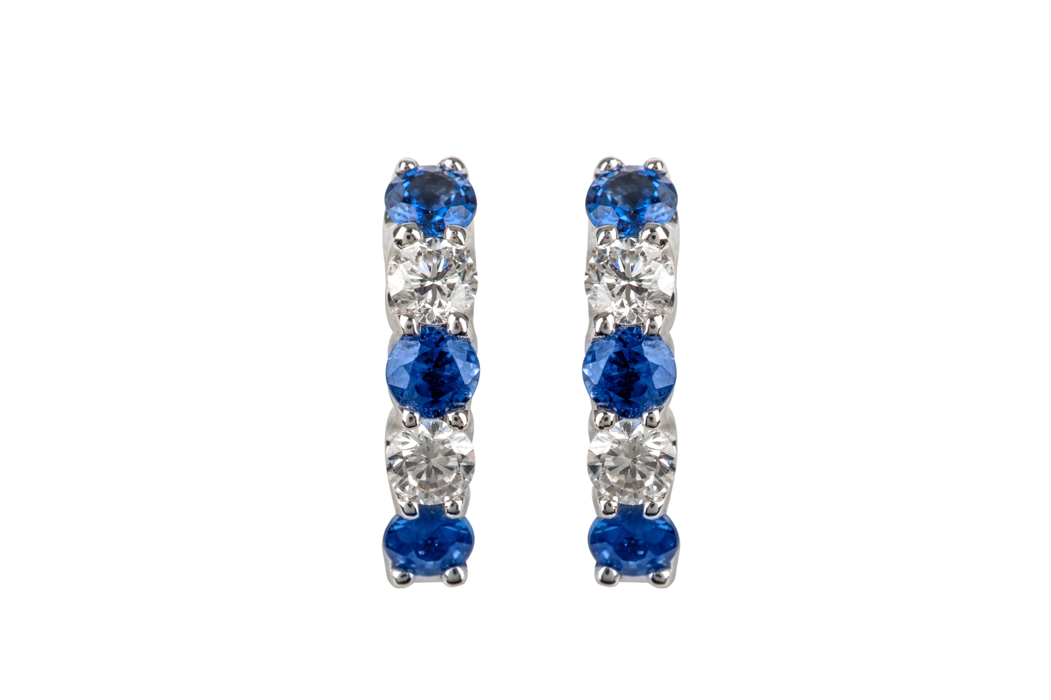 TP7654 Sapphire & Diamond Half Hoop Earrings in 18ct White Gold