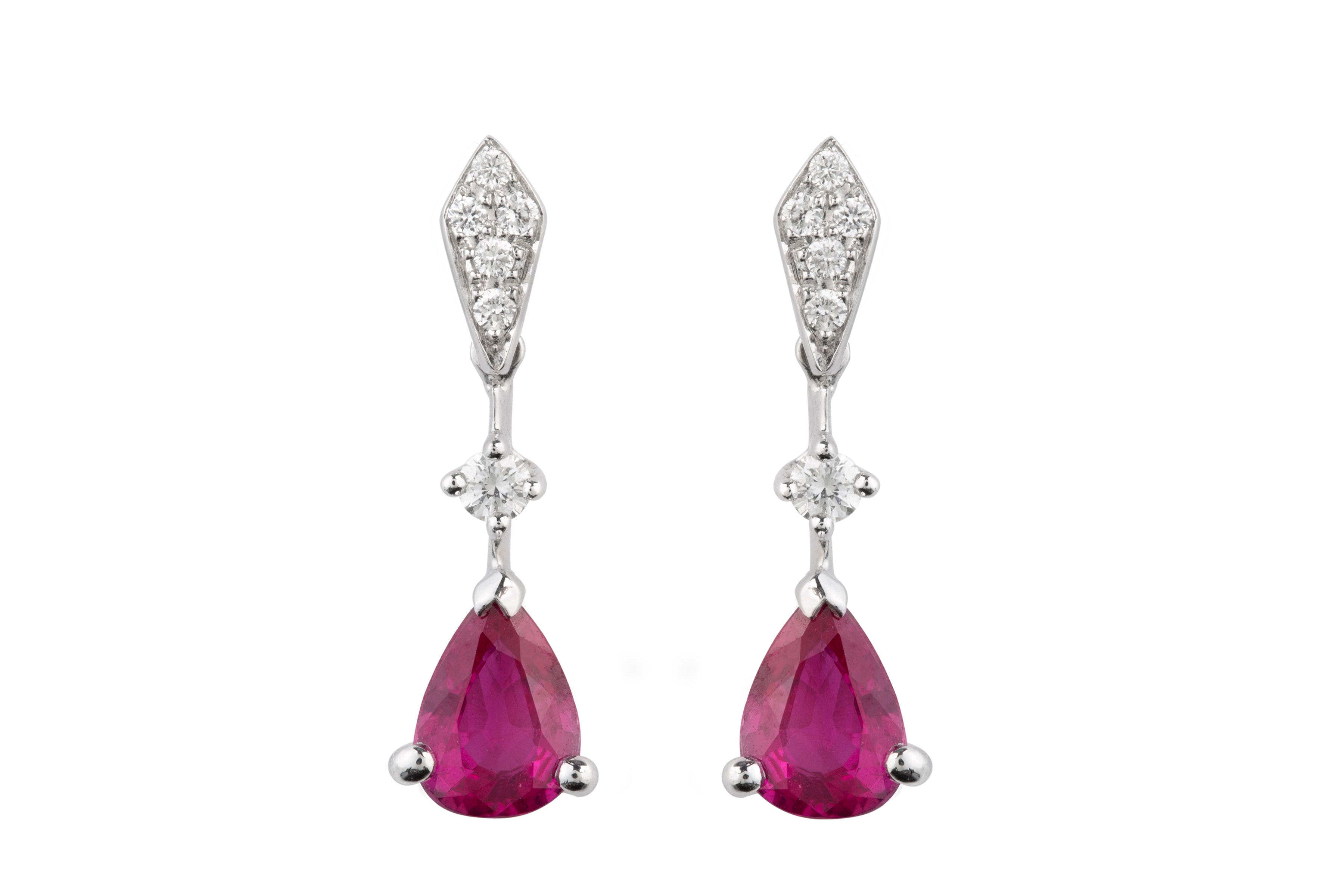 TP8635 Ruby & Diamond Drop Earrings in 18ct White Gold
