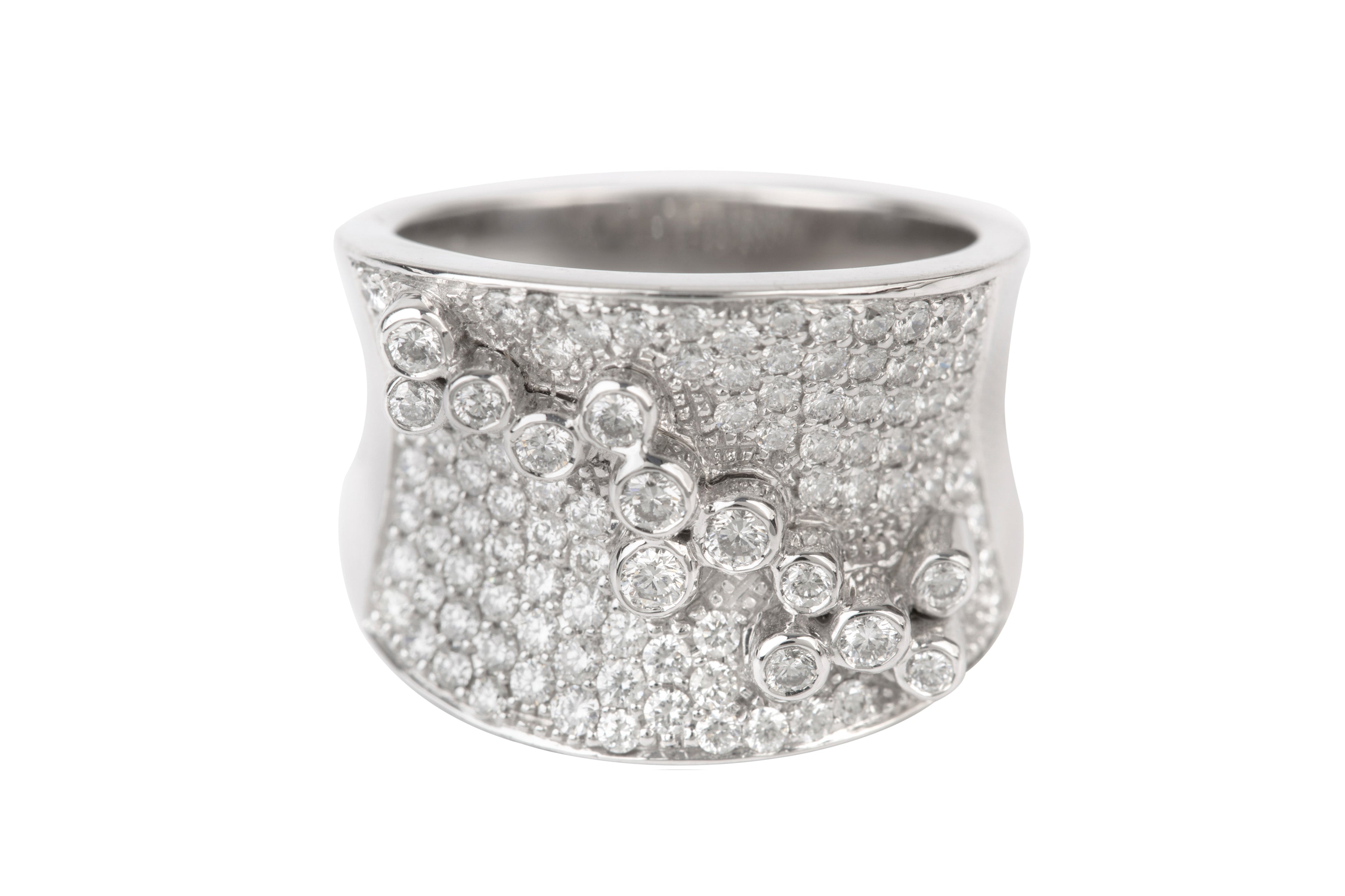 ER12511 Diamond Ring Wide Heavy Band Pave set in 18ct White Gold (1.18ct)