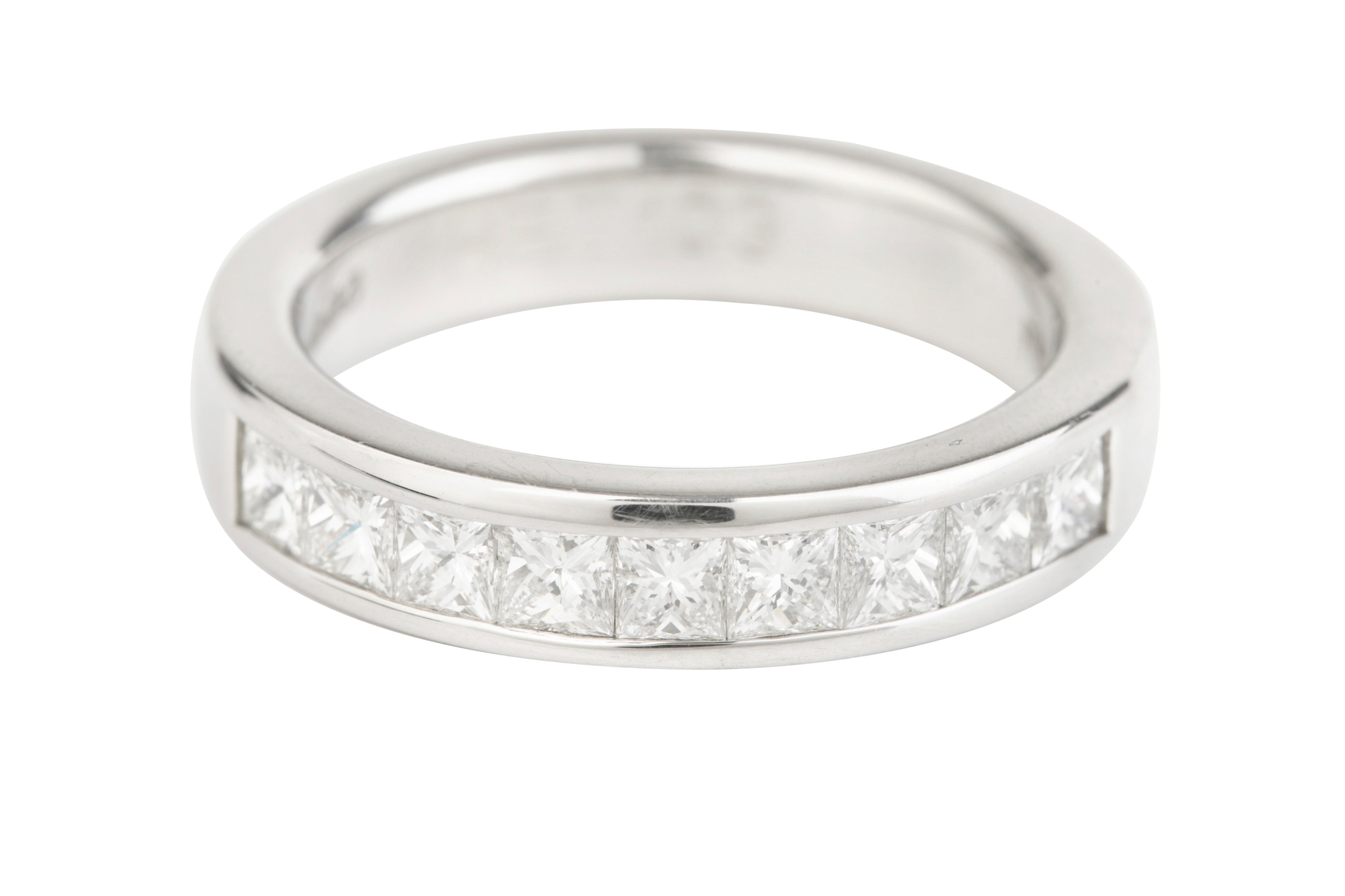 HET103 Princess Cut Diamond Half Eternity Channel set Ring in Platinum (1.00ct)