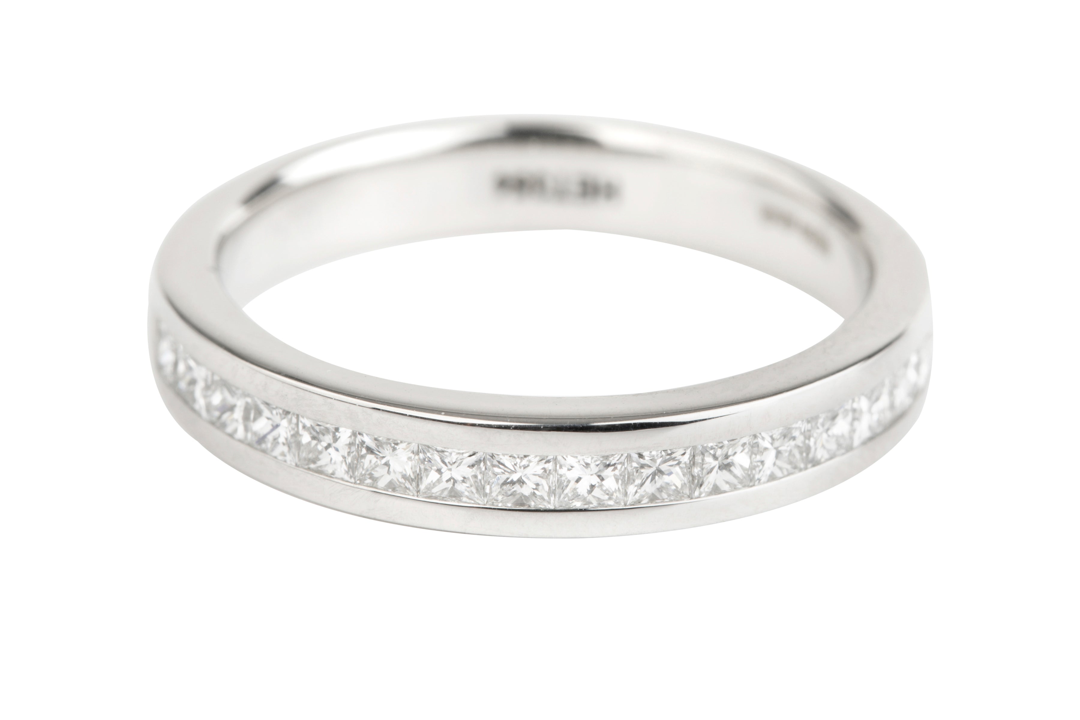 HET354 Princess Cut Diamond Half Eternity Channel set Ring in Platinum (0.50ct)
