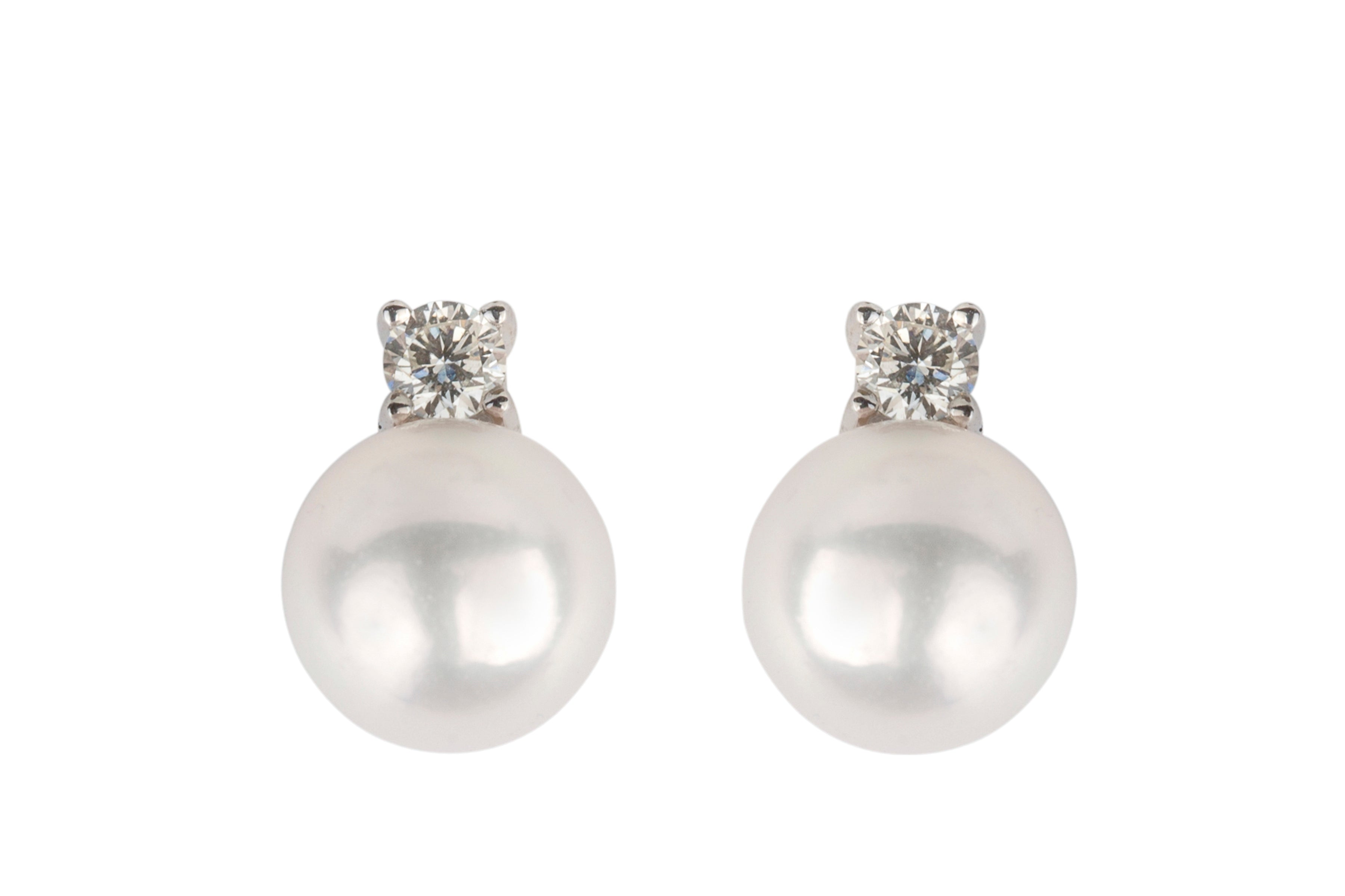 Cultured Pearl & Diamond Earrings in 18ct White Gold