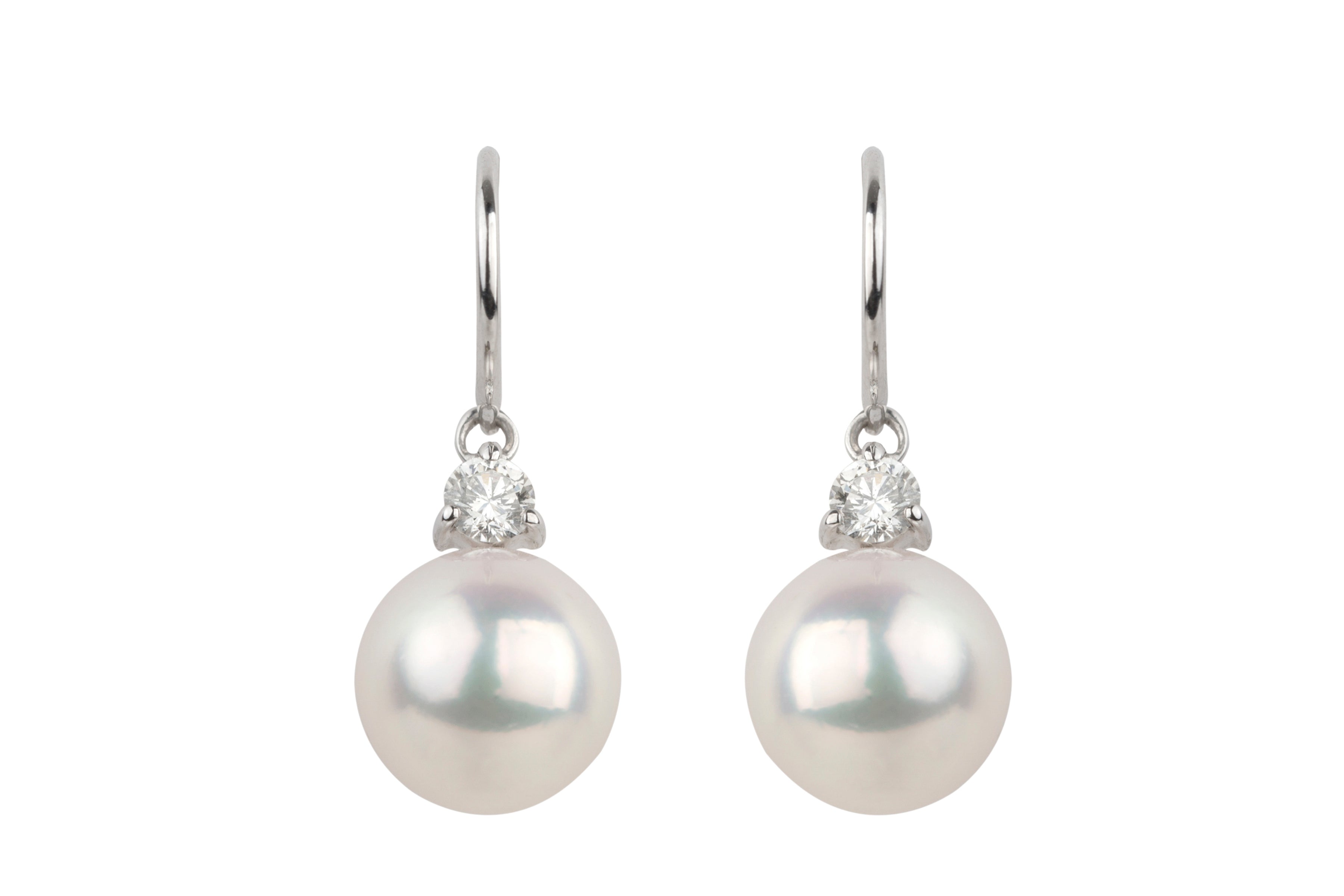 Cultured Pearl & Diamond Earrings in 18ct White Gold