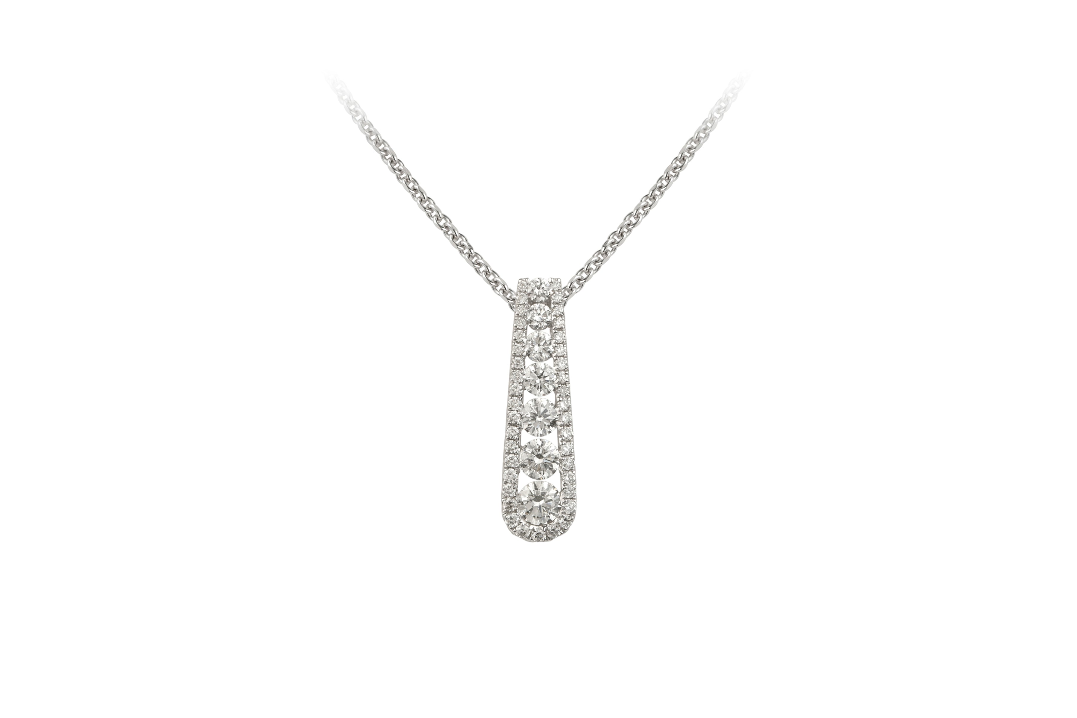 Diamond Pendant & Chain in 18ct White Gold (0.72ct)