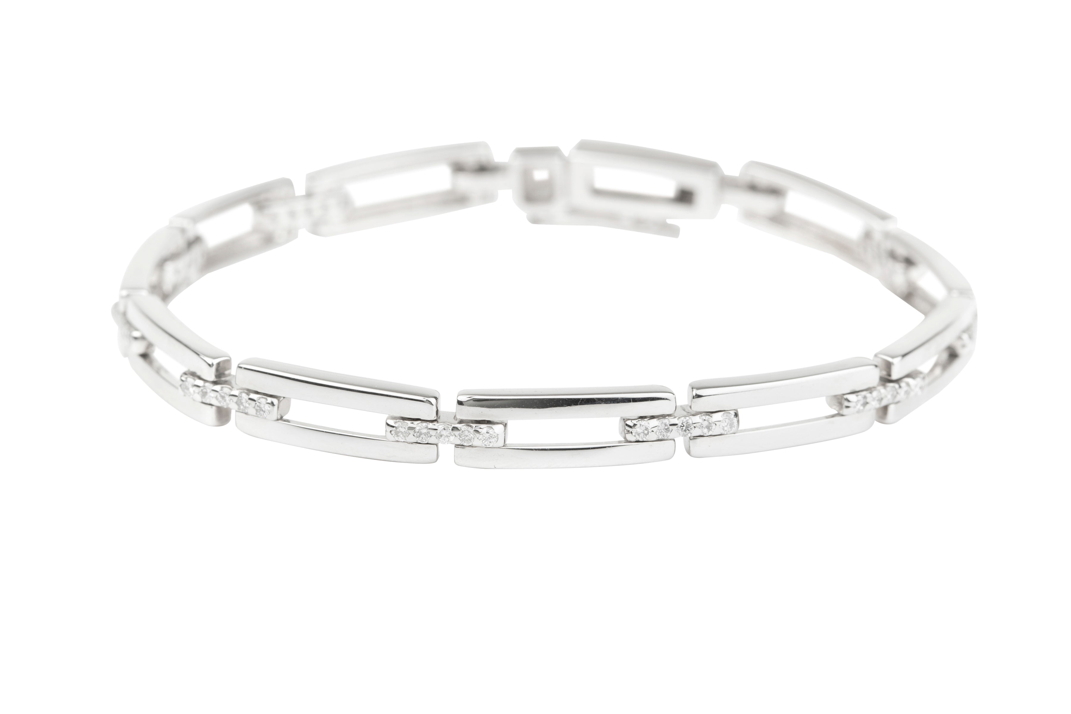 VJ5729 Rectangular Link Bracelet set with Diamonds in 18ct White Gold ( 0.70ct )