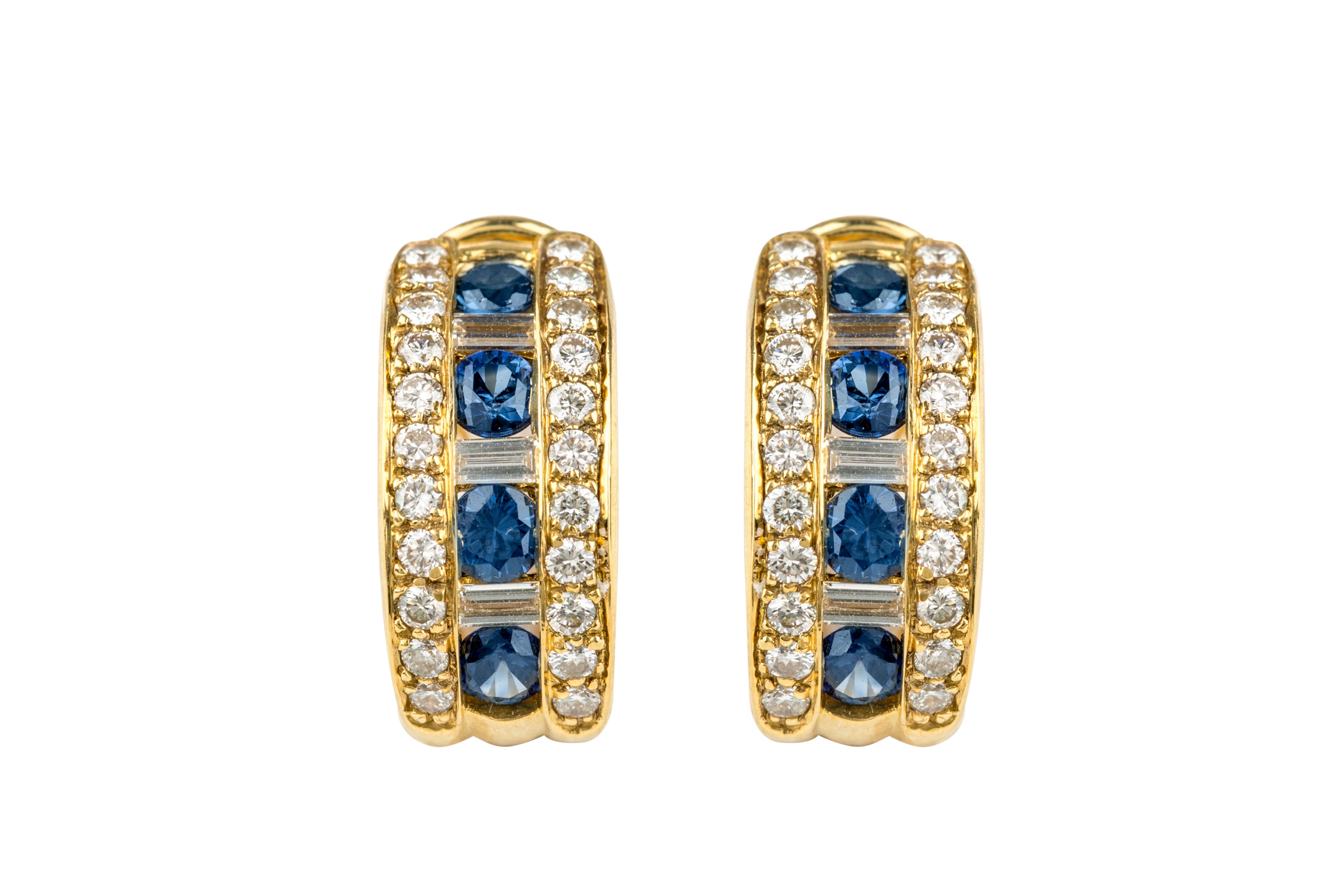 VL23651 Sapphire & Diamond Hoop Earrings in 18ct Yellow Gold