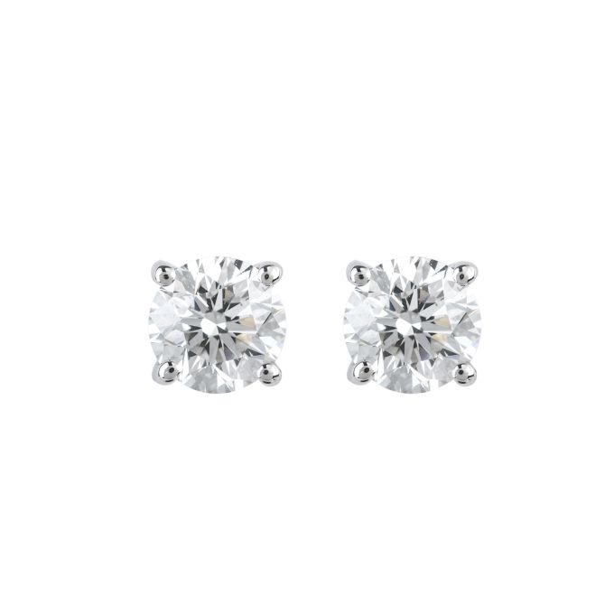 Certificated Diamond Single Stone Stud Earrings in 18ct White Gold (GIA 1.02ct E VS 1)
