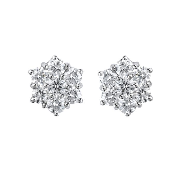 Diamond Cluster Earrings in 18ct White Gold