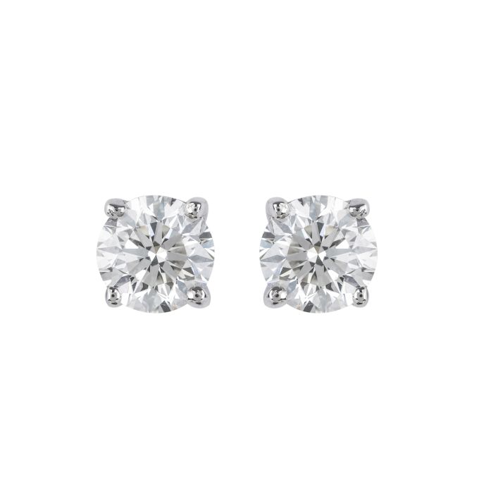 Certificated Diamond Single Stone Stud Earrings in 18ct White Gold (GIA 1.42ct G VS 2)