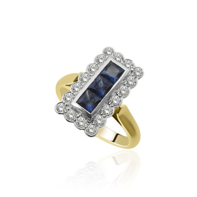 0.80ct Sapphire & Diamond Ring in 18ct Yellow & White Gold | SE00583 